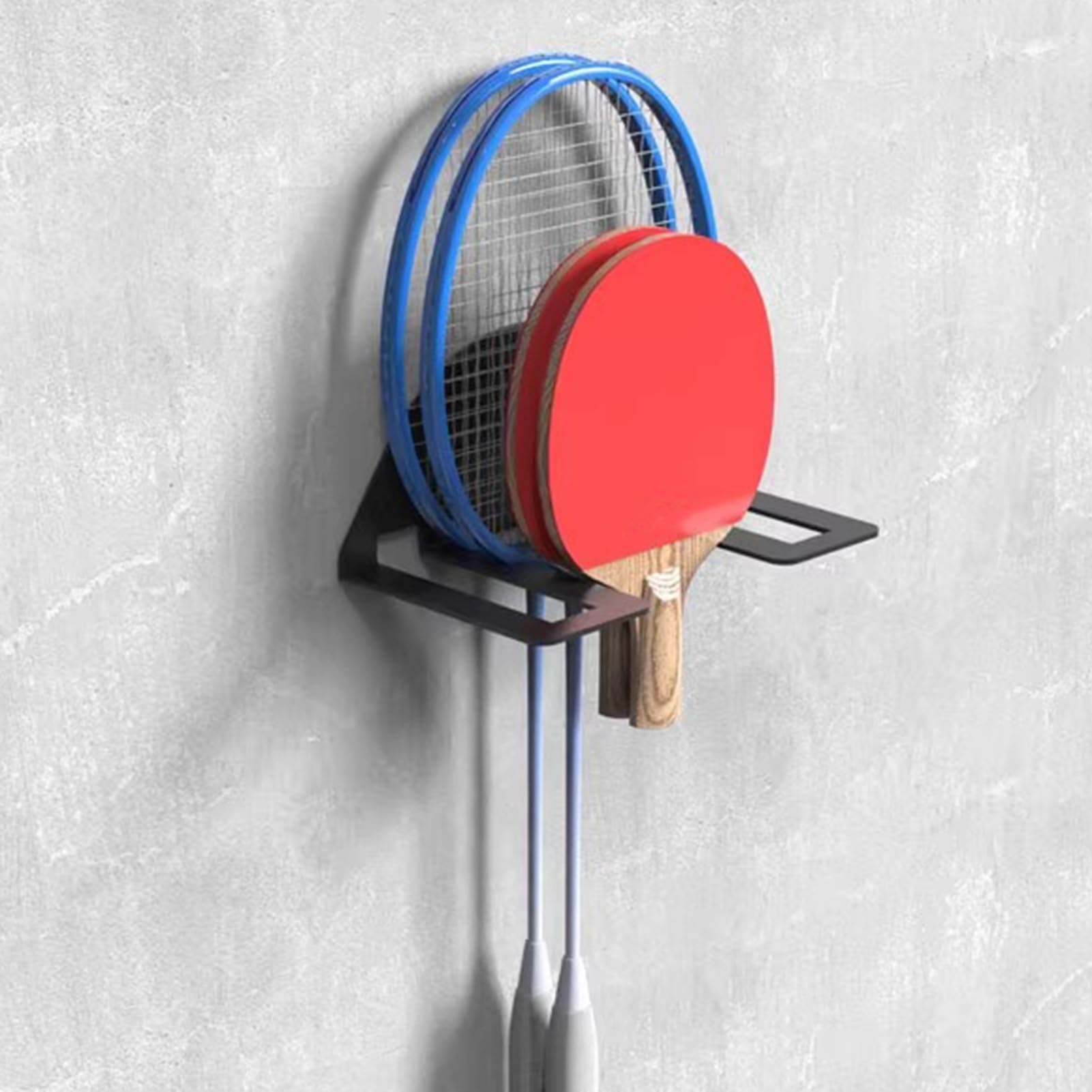 Amazon | テニスラケットスタンド 壁掛けラケットホルダー黒、卓球