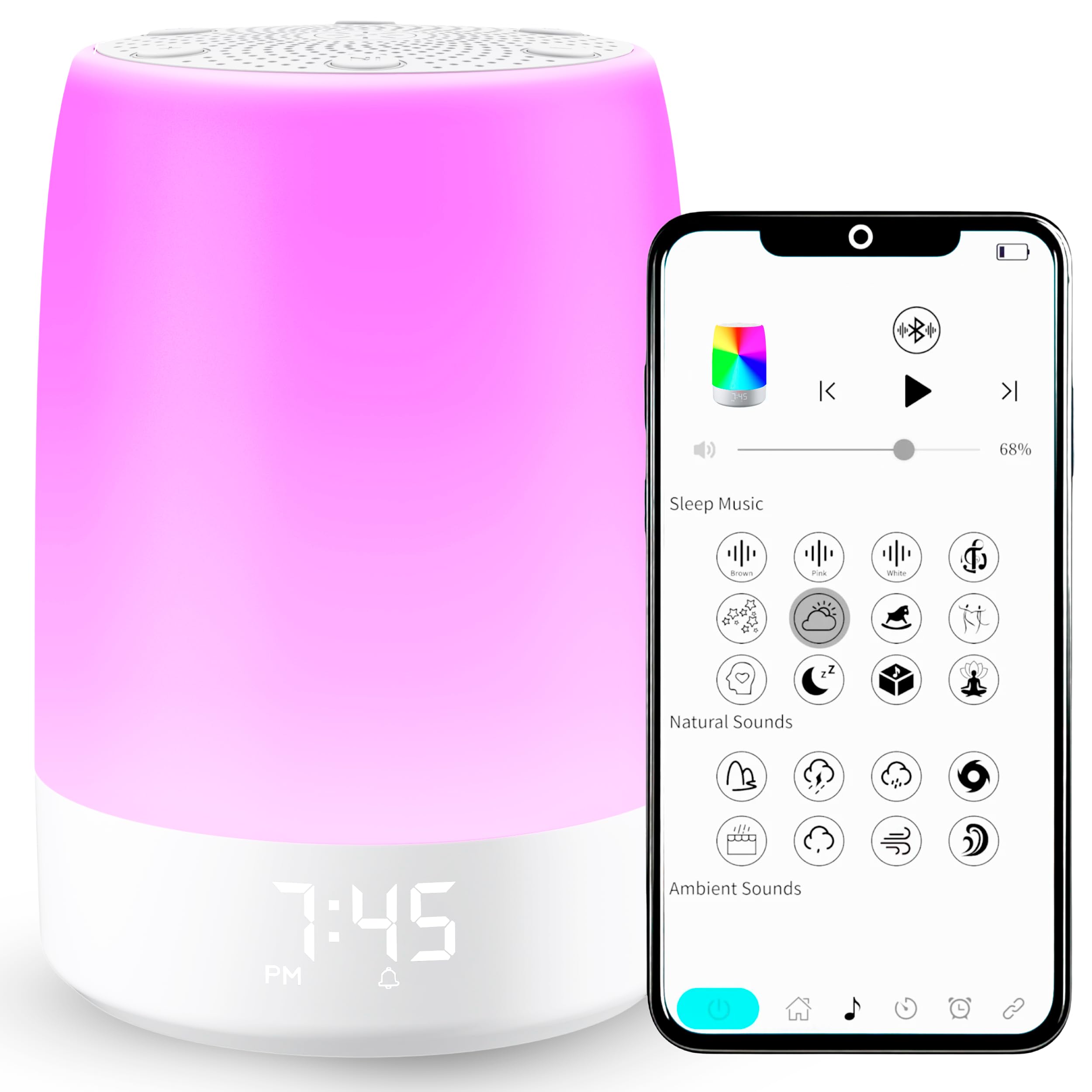 LUMS Baby Sound Machine White Noise Machine for Baby Sleeping with Night Light Toddler Sleep Trainer 32 Soothing Sleep Sounds