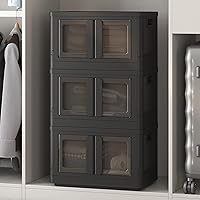 Vista 18 de FLEXIMOUNTS 75 QT Contenedores de almacenamiento apilables con tapas, contenedores de almacenamiento de plástico plegables, organizadores de armario