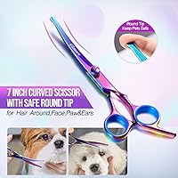 Vista 3 de Gimars - Juego de tijeras profesionales para el aseo de perros 4CR con punta redonda de seguridad, 5 en 1, con revestimiento de titanio resistente