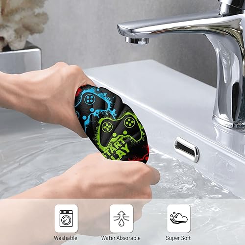 Miniatura 6 de Perinsto Toalla de mano con joystick de diseño de siluetas coloridas, multiusos, para baño, cocina, gimnasio y spa, 27.5 x 15.7 pulgadas