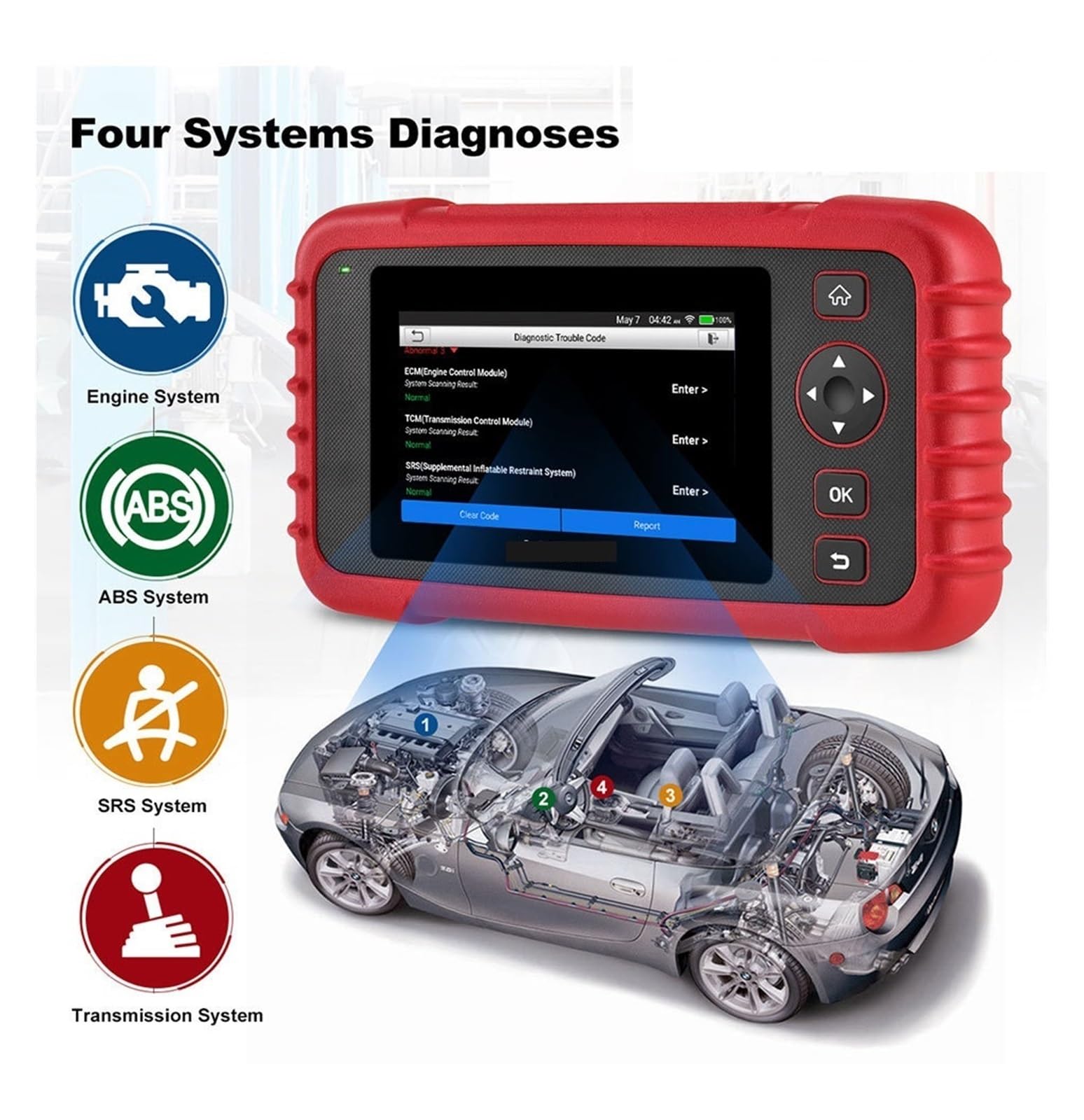 VChics Outil de Diagnostic Automobile, Outils OBD2 Airbag Moteur Scanner de Diagnostic Automobile Lecteur de Code OBDII DIY Complet pour Voitures, Utilitaires légers et SUV