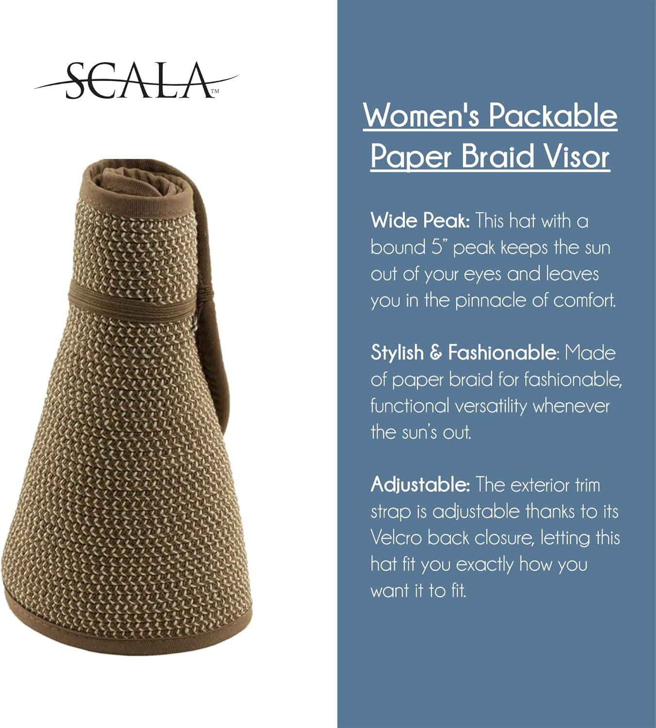 Scala Women's Packable Paper Braid Visor - Image 5