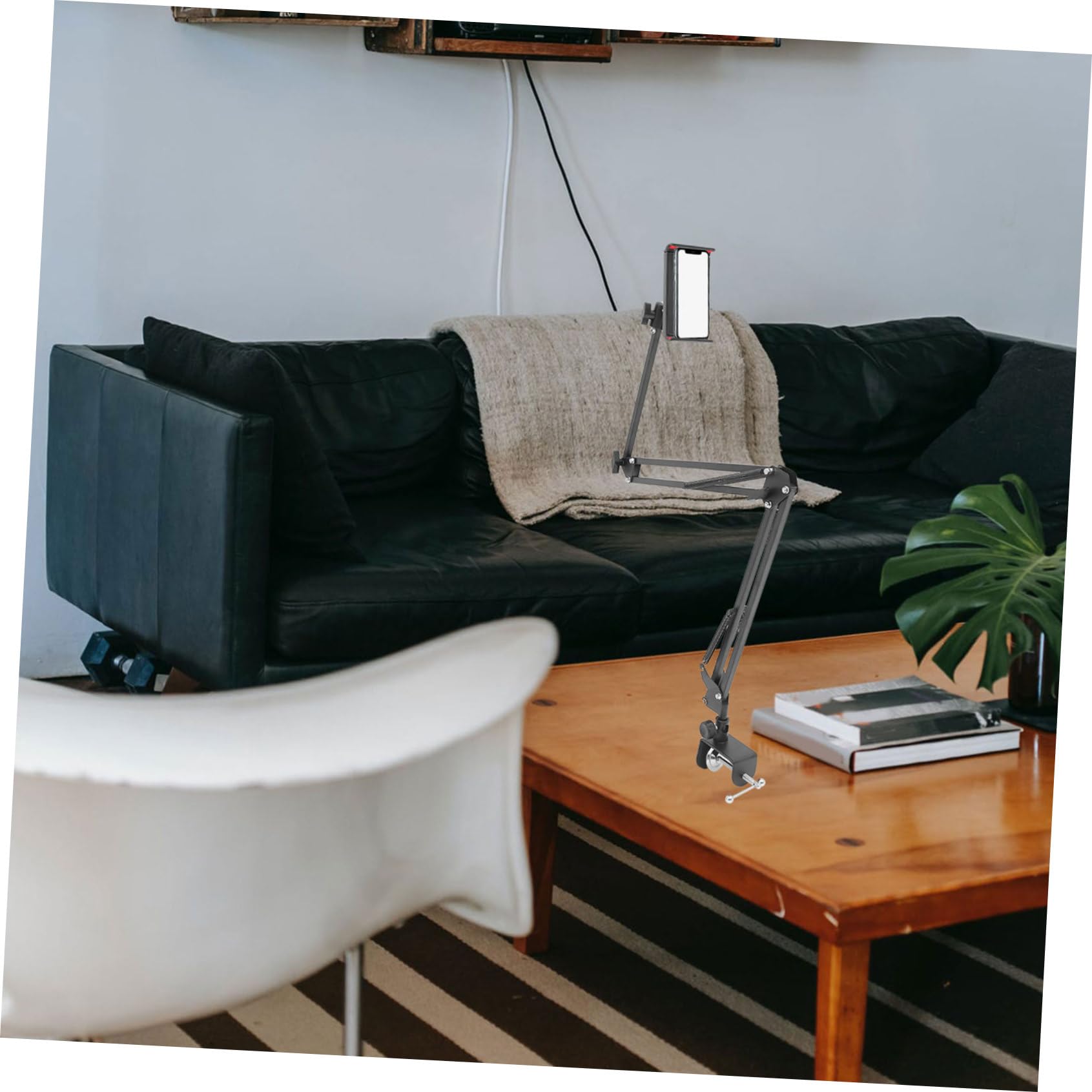 Soporte para Teléfono Móvil y Tableta Plegable de Metal Negro