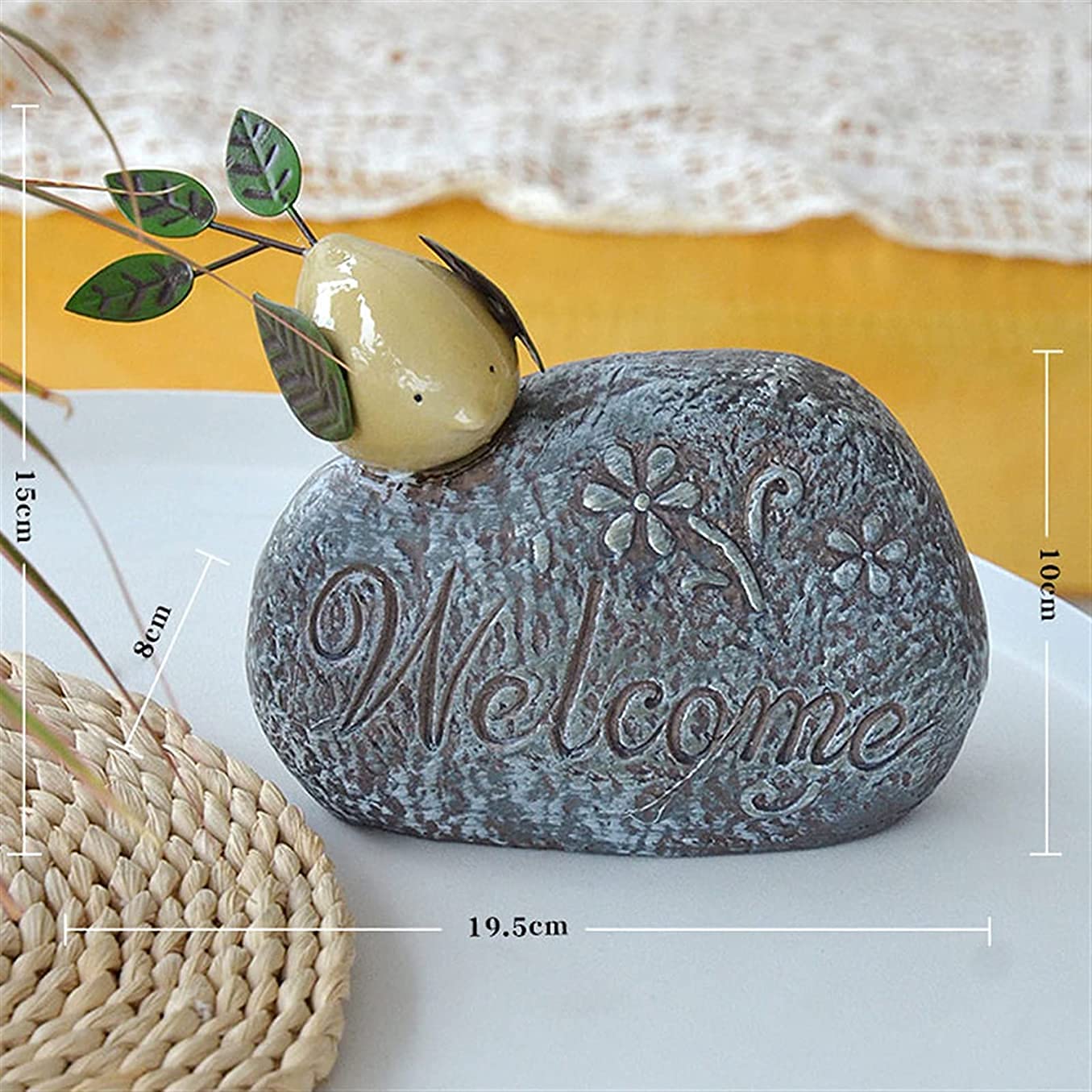 Ceramiczny znak powitalny ptak figurka na zewnątrz ogród blat małe zwierzę dekoracja, dł. 19,5 cm x szer. 8 cm x wys. 15 cm