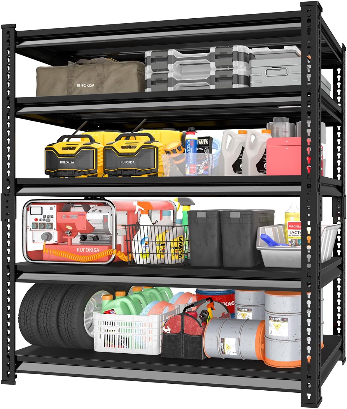 3-Tier Garage Shelving Heavy Duty，36" Metal Shelving Unit for Garage, 1320 lbs Load Capacity Utility Rack Shelves＆ Storage Shelves, 40”W x 18”D x 36”H(Black)