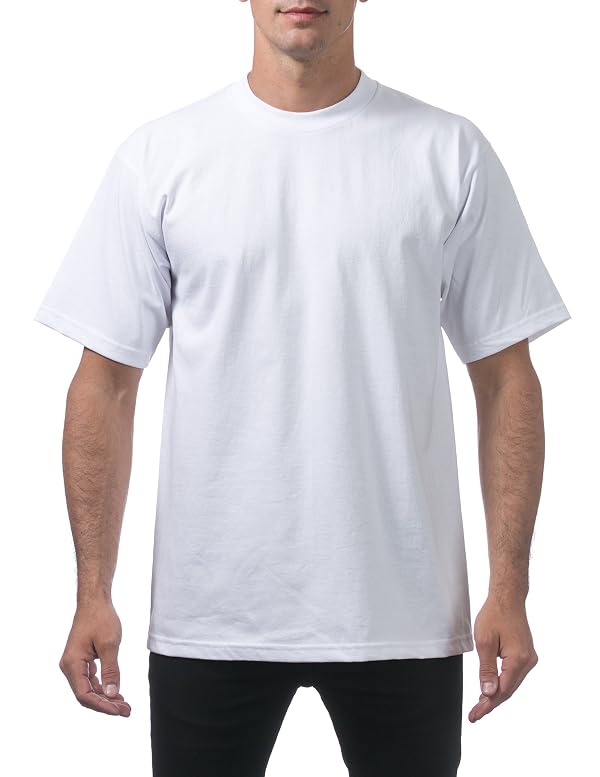 Pro Club Men's Heavyweight Cotton Short Sleeve Crew Neck T-ShirtWhite, Small by Pro Club - Used condition - US$10.59