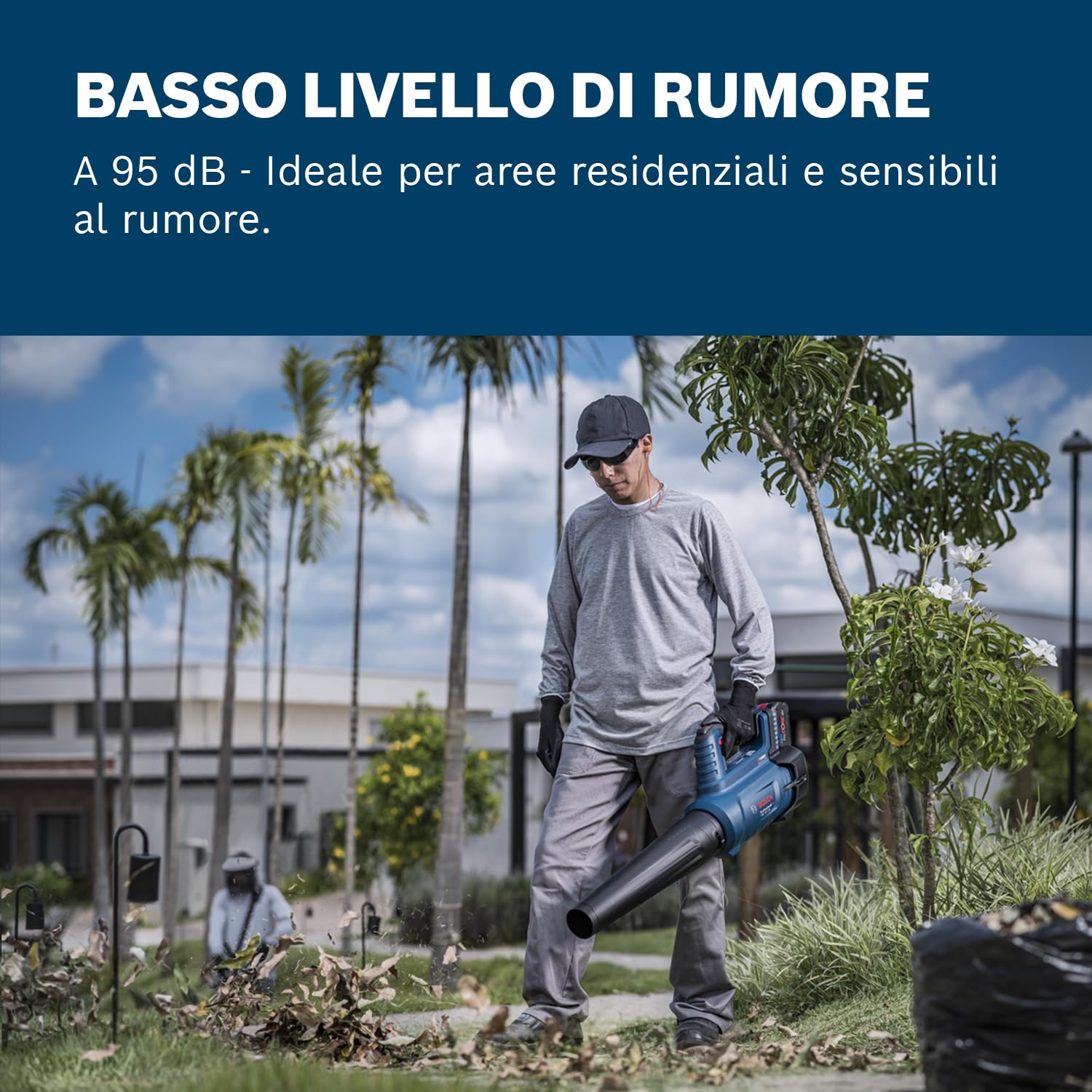 Bosch Professional 18V System Soffiatore a batteria BITURBO GBL 18V-750 (portata volumetrica di 780 m³/h, velocità dell'aria fino a 198 km/h, n. di giri variabile, bocchetta, senza batt./caricab.)