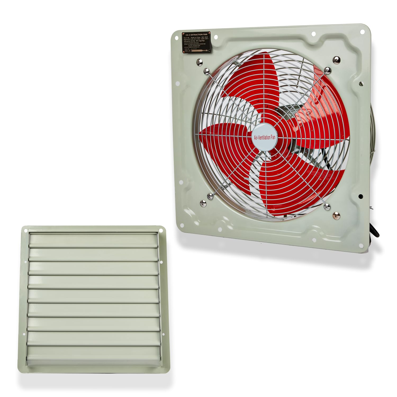 Heavy Duty Industrial Commercial Metal Axial Extractor Ventilation Fan (16", Grey)