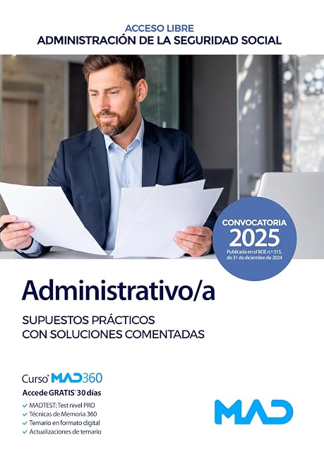 Portada de Administrativo/a Seguridad Social . Supuestos prácticos con soluciones comentadas
