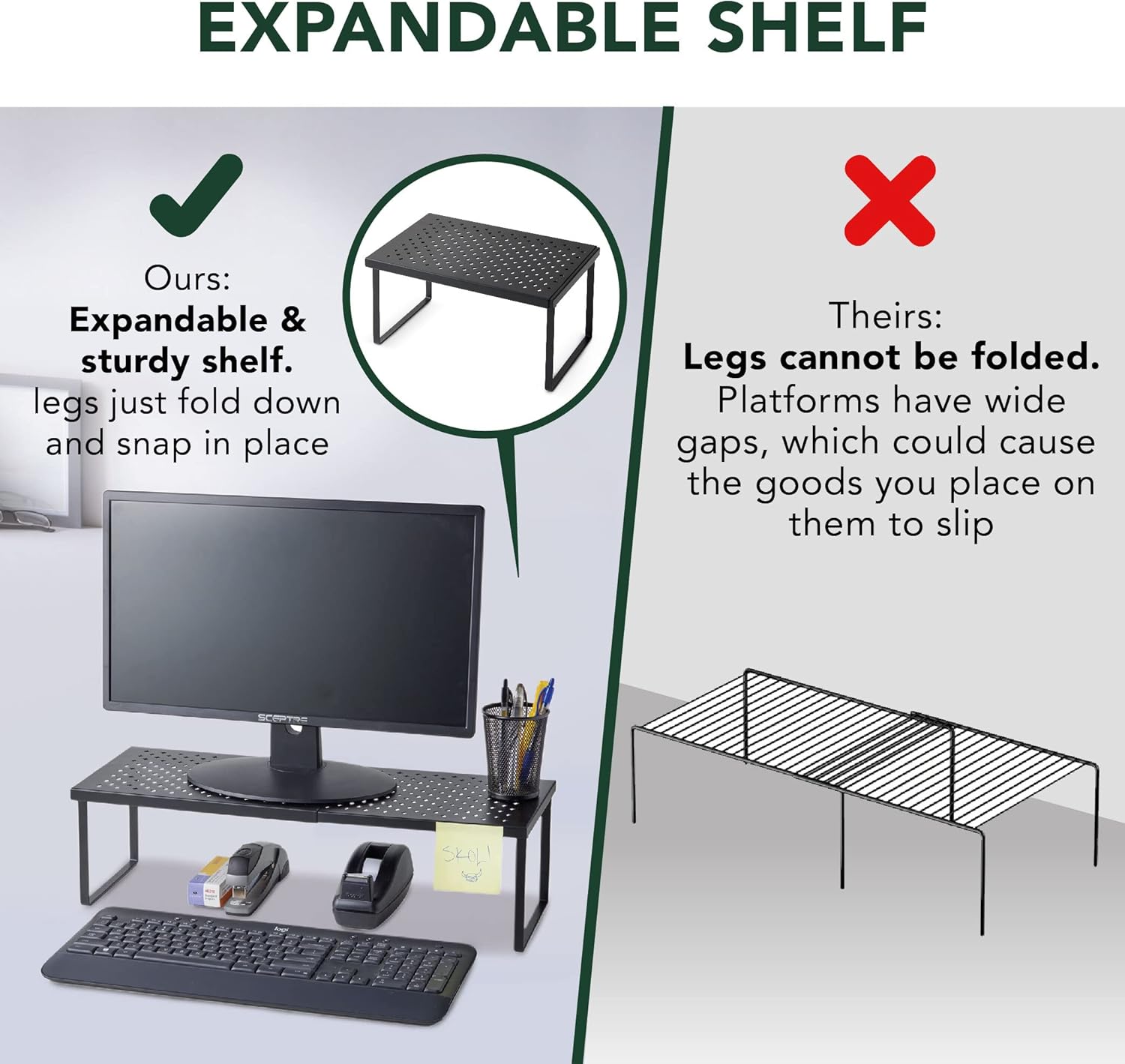 Nifty Expandable Shelf Rack Adjustable- Black