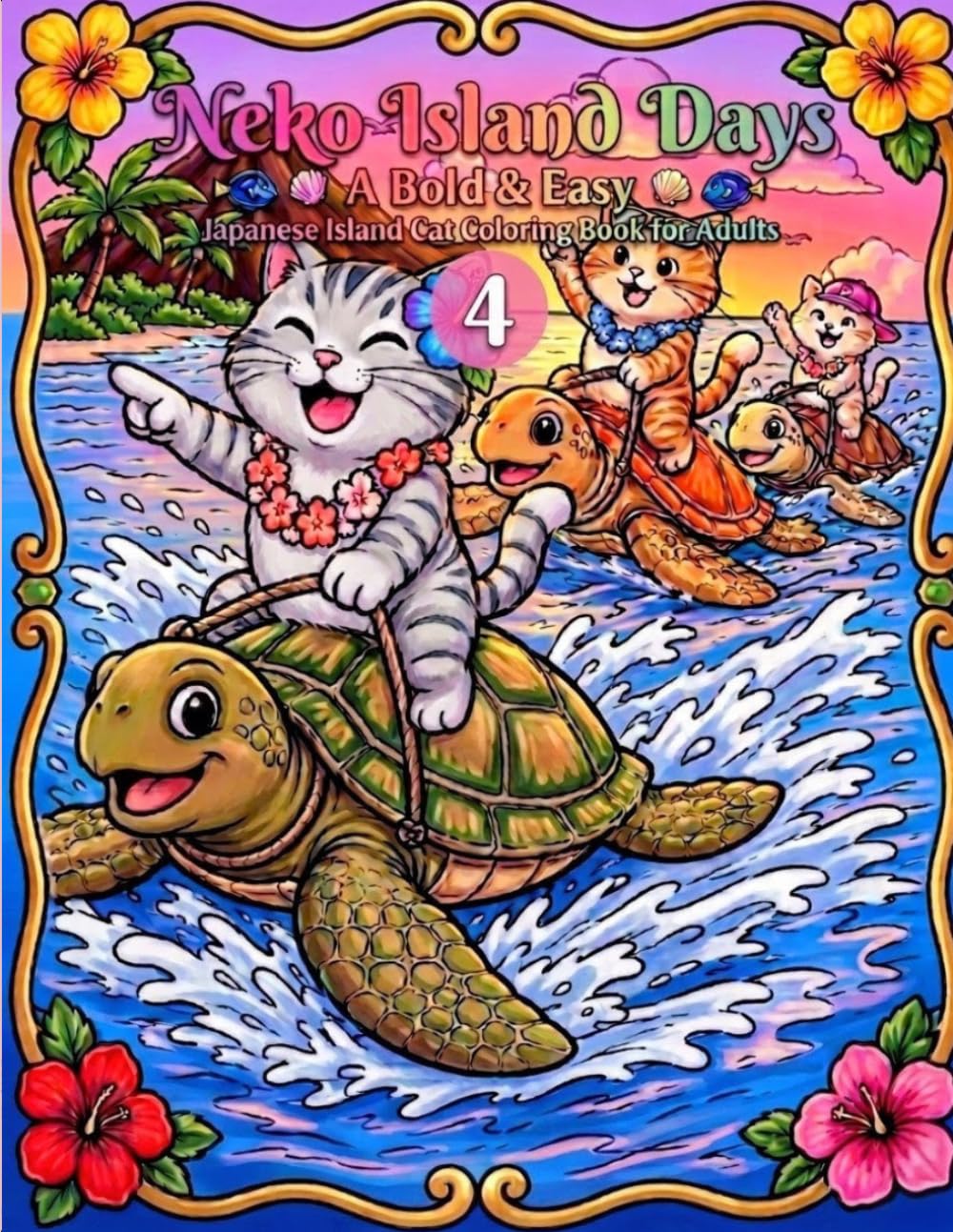 Neko Island Days Vol. 4: A Bold & Easy Japanese Island Cat Coloring Book for Adults