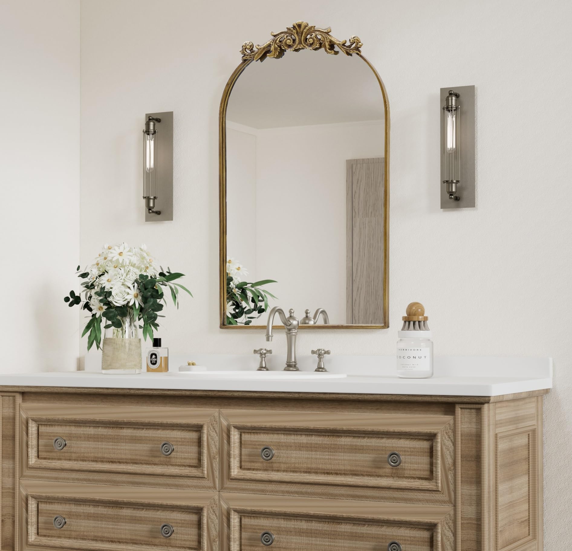 Amazon.co.jp: PAIHOME ゴールドアンティークミラー 壁用 19x30