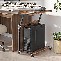 Vista 2 de Soporte de torre para computadora con ruedas de bloqueo de 360°, carrito de CPU móvil ajustable de 5 alturas, soporte de PC debajo del escritorio