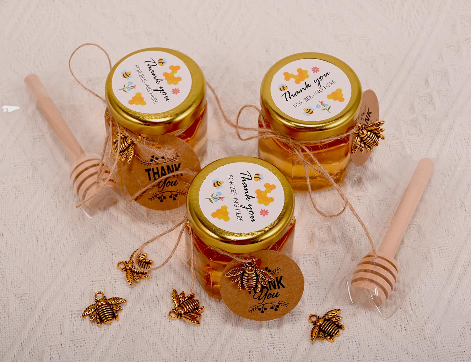 Ahhute Honey Bottles, Stickers For Honey, Bags, Gold Ribbon, Glass - View #5