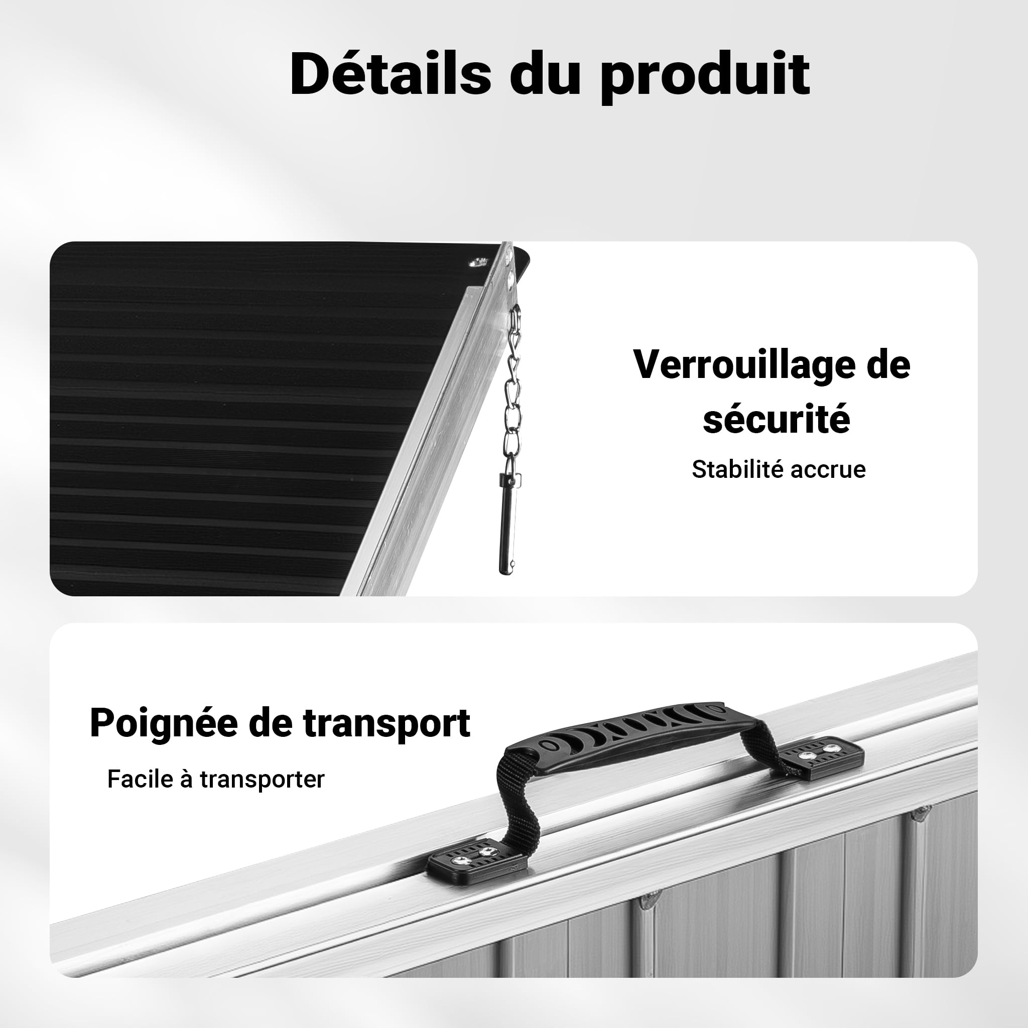 Wiltec Rampe pour Fauteuil Roulant – 1220 x 720 x 50 mm – capacité de Charge 270 kg – en Aluminium – Surface antidérapante – Rampe d'accès Pliable Mobile pour Chaise Roulante, Handicapé, PMR