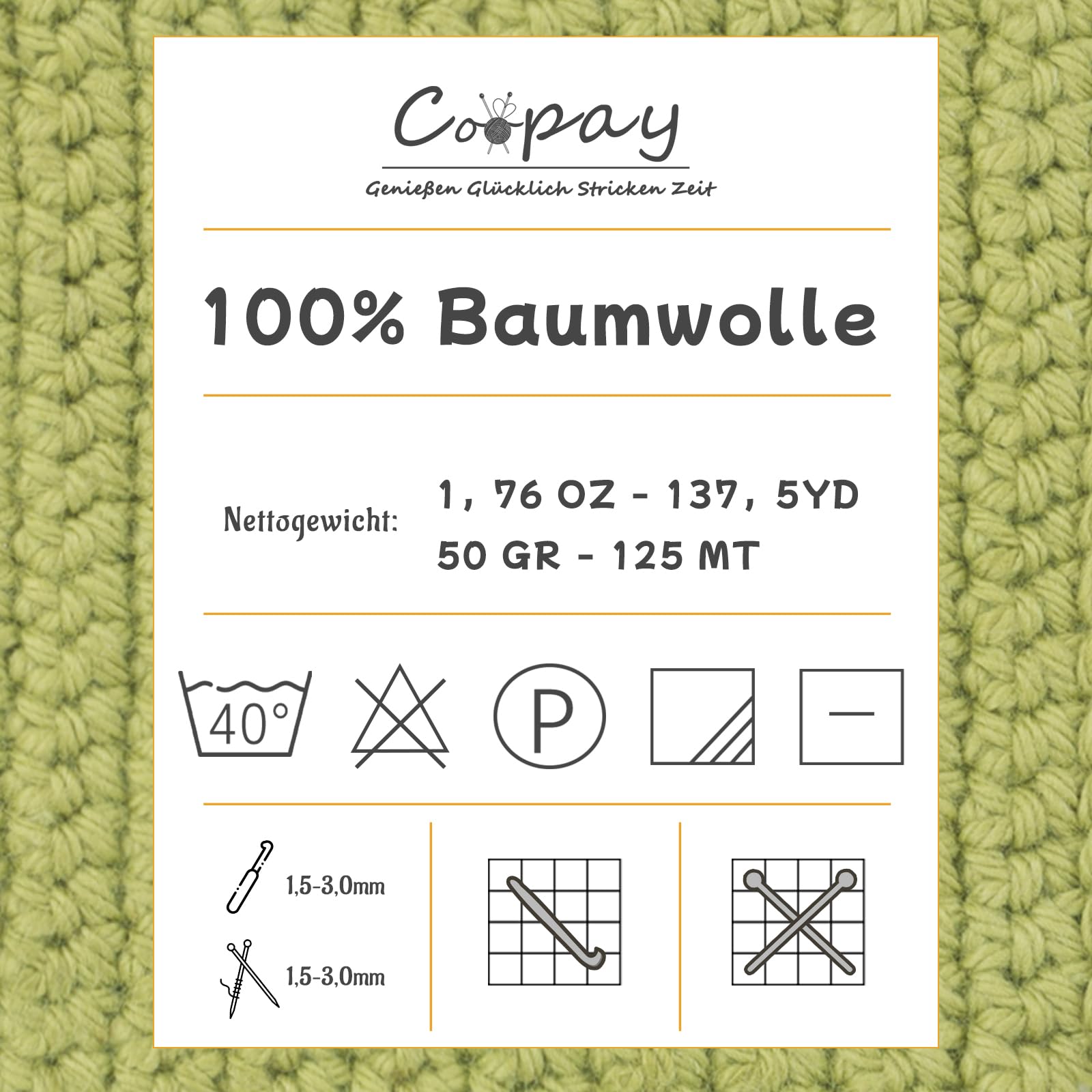 Coopay 10 motków wełny szydełkowej, 100% bawełna do robienia na drutach, 50 g, miękka przędza do szydełkowania, przędza bawełniana dla niemowląt, do swetrów, skarpet, koców dla niemowląt