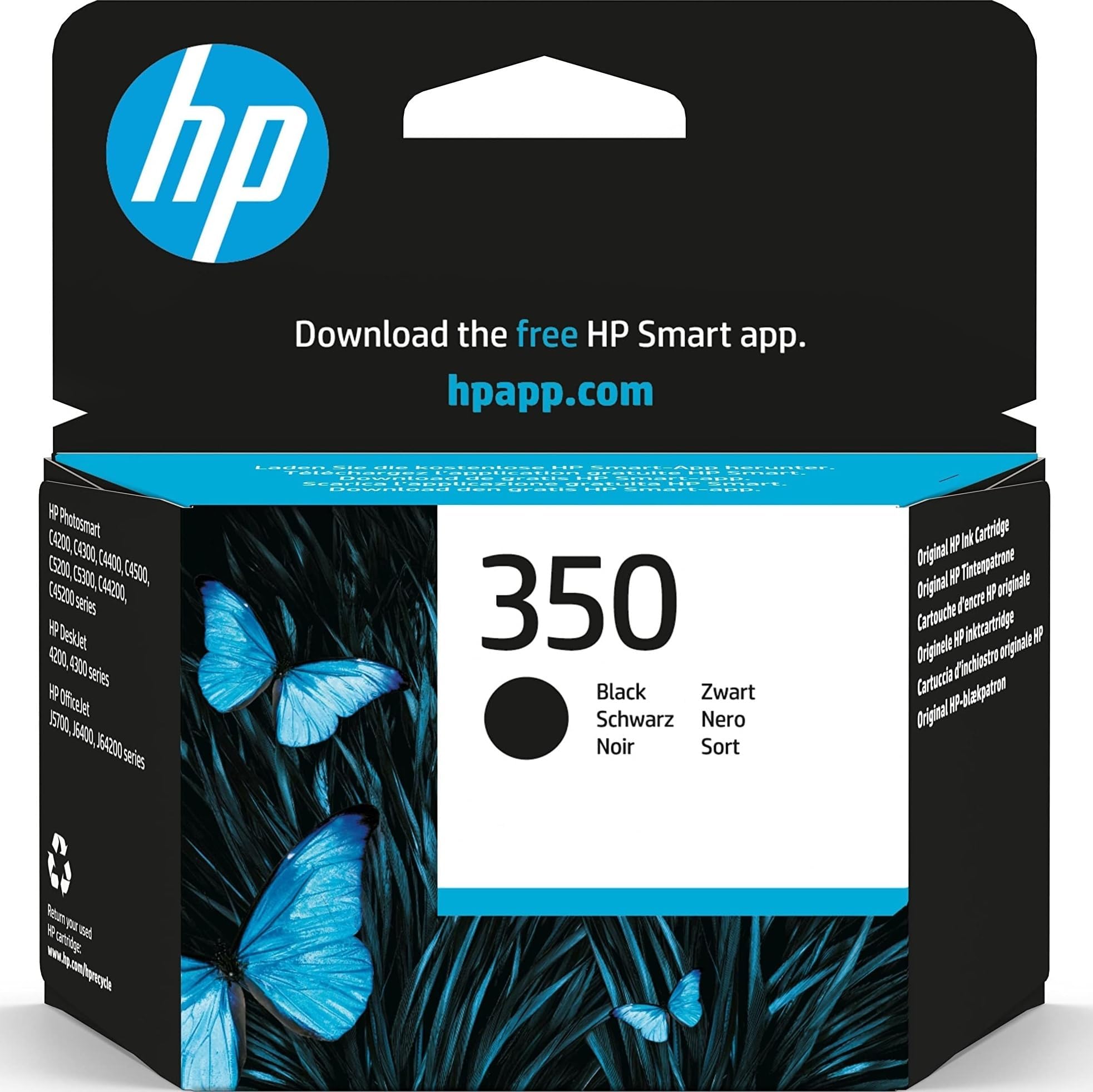 HP 350 Black Original Ink Cartridge | Compatible with HP DeskJet D4260, Photosmart C5280, C4200, OfficeJet J5780, yield 200 pages (CB335EE)