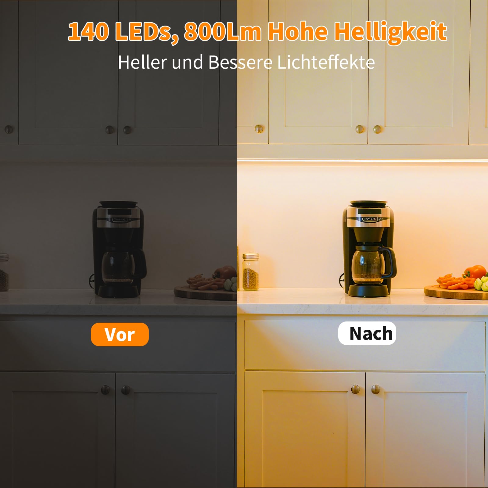 SIBI LIGHTING Unterbauleuchte Küche LED 1M, Dimmbar Led Leiste Selbstklebend, Flexibel Unterbau Licht inkl. 24V Netzteil, 3000K Warmweiß