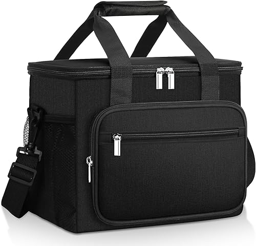 Miniatura 8 de Lonchera térmica para hombres y mujeres, bolsa de almuerzo grande de 15 litros con 6 bolsillos y clip de mosquetón, bolsa térmica suave a prueba de