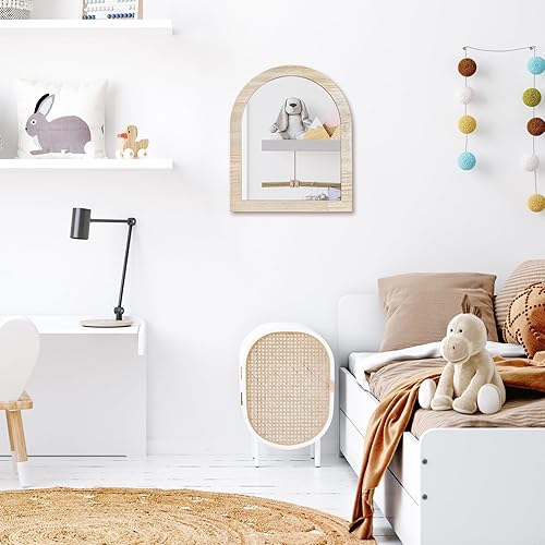 Miniatura 3 de SWTHONY Espejos circulares pequeños bohemios para decoración de pared, espejo de pared con marco de madera redondo rústico, espejo de pared