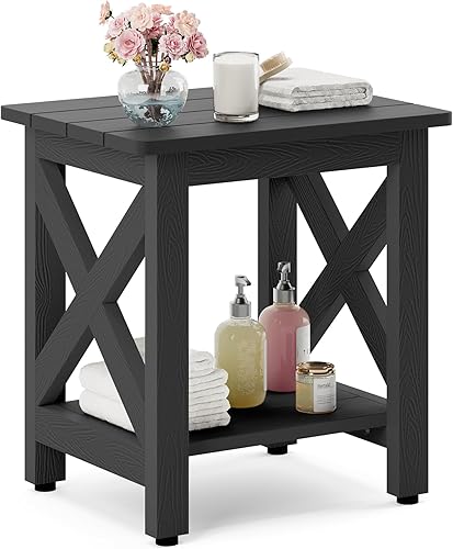 LUE BONA HDPS - Banco de ducha para ducha interior, asiento de ducha impermeable para afeitarse las piernas con estante de almacenamiento, silla de