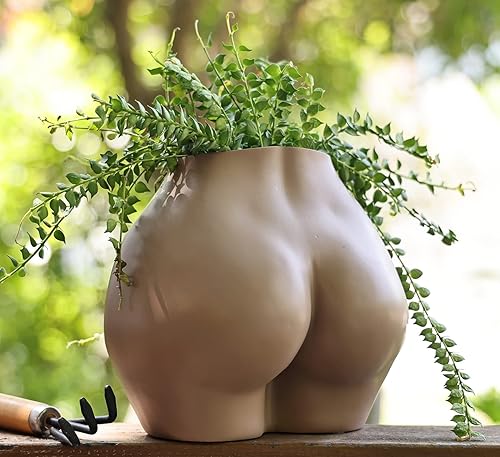 Miniatura 8 de FROZZUR - Maceta con forma de cuerpo femenino, jarrón con trasero, maceta de flores femenina, maceta moderna de resina estilo bohemio, color blanco