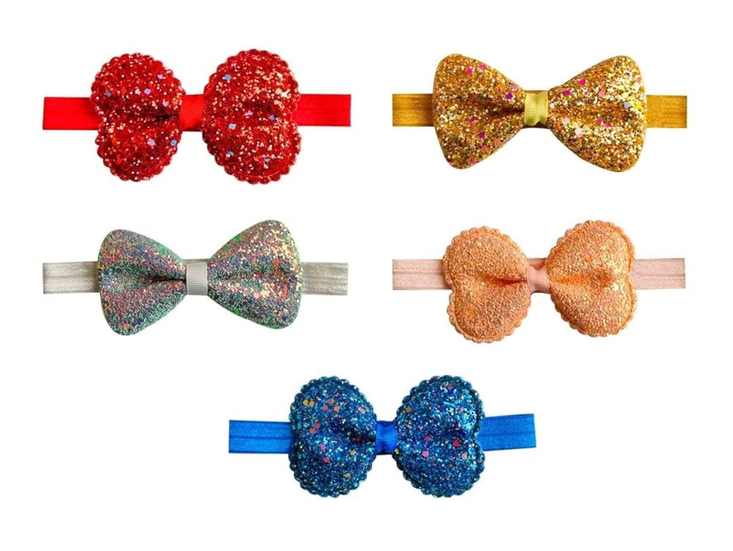 ANNACREATIONS Multi-Coloured Baby Girl Kids Hairband Headbands Elastic Hair Accessory Set 5 Pcs With Gift Box-Pink (5)