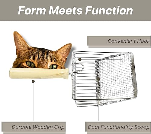 Miniatura 6 de Accesorios para recoger arena para gatos de interior, cuchara de arena de metal resistente para caja de arena multicat con filtro para arena de