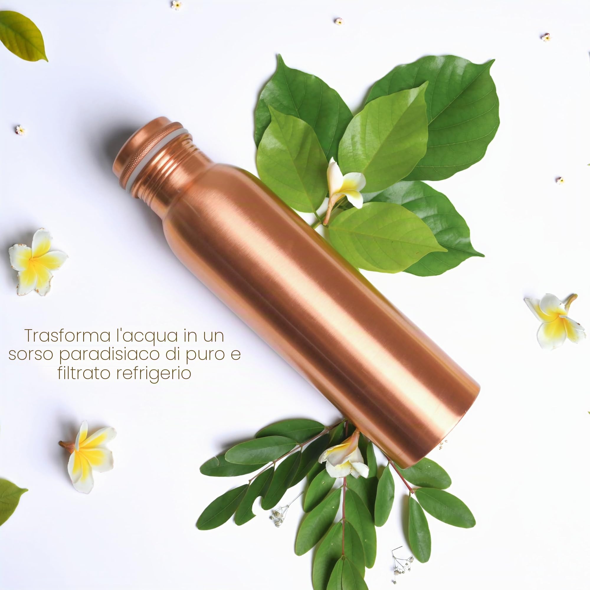 RAJRANG Borraccia in rame puro, 963,9 g, a prova di perdite, design ayurvedico, brocca per fitness, sport, yoga, 1000 ml