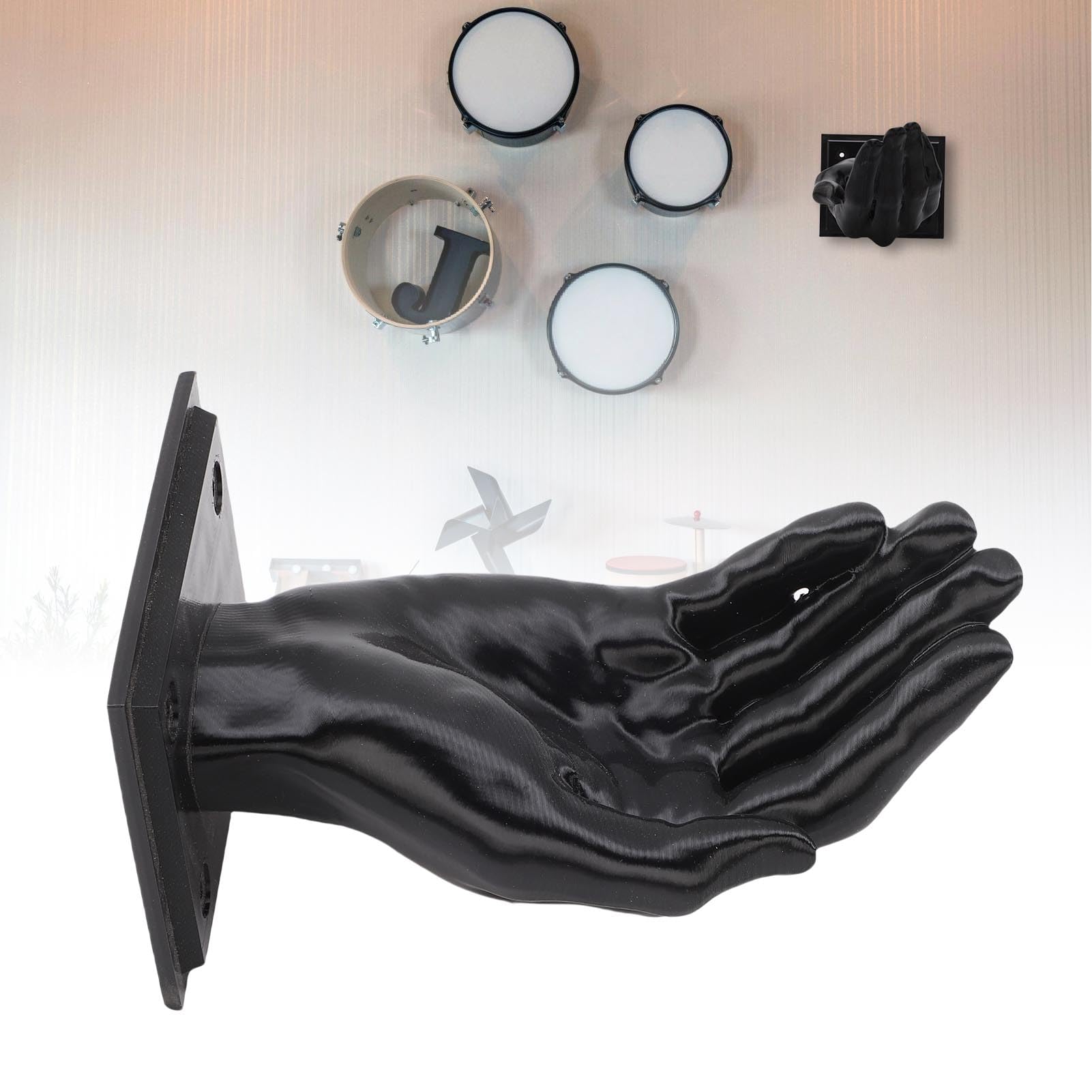 Ejoyous Appendichiavi a Forma di Mano con Materiale PLA resistente. Gancio da Parete Unico per l'ingresso e il bagno. Massimizza lo Spazio Verticale (BLACK)