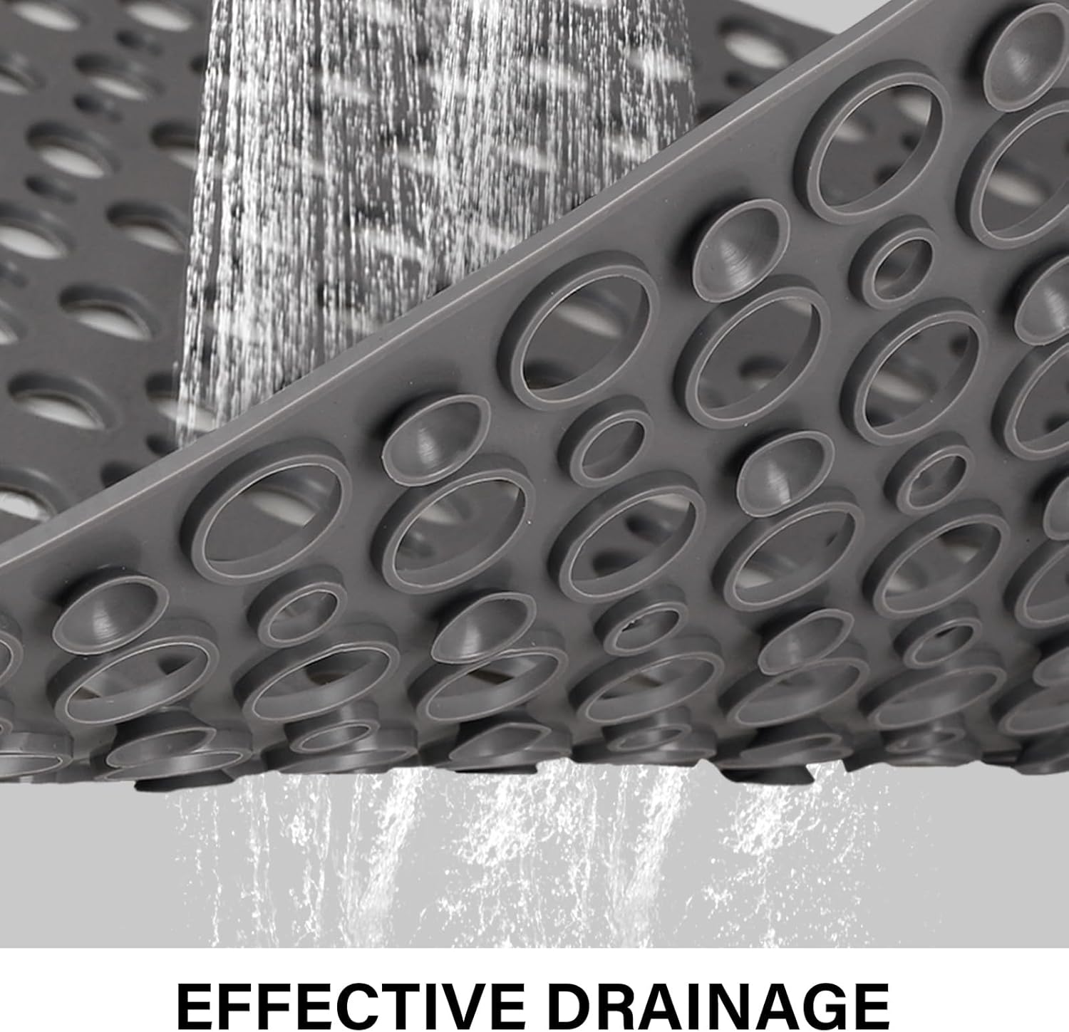 Non Slip Shower Mat: 47 X 32 Inch Large Shower Mats for Inside Shower - Soft TPE Anti Slip Long Shower Floor Mat with Large Drain Holes and Suction Cups