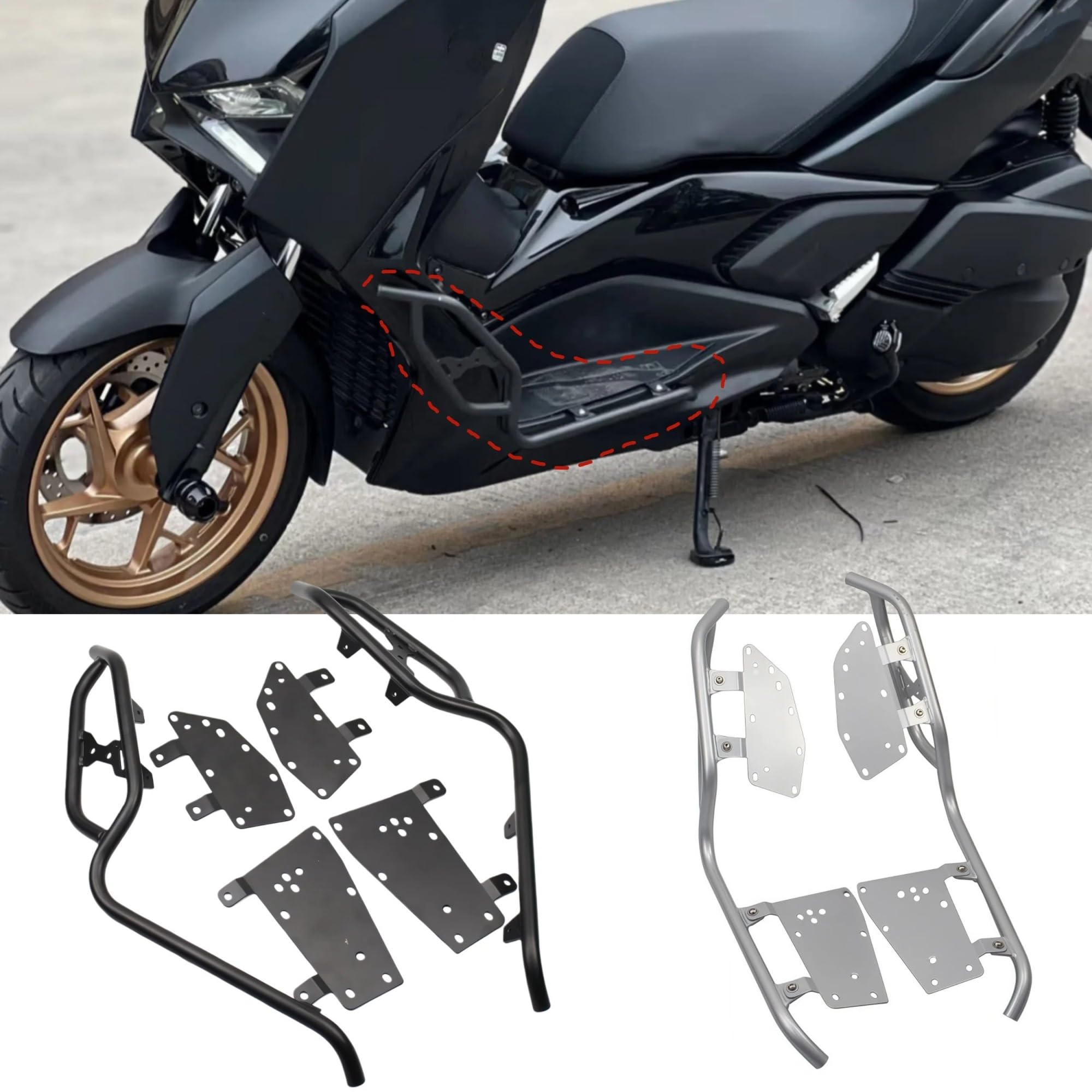 Paraurti Moto Per X-MAX 300 Per XMAX 300 2018-2023 Moto Telaio Paraurti Crash Bar Motore Guard Lato Serbatoio Protezione Paraurti Carenatura(Black)