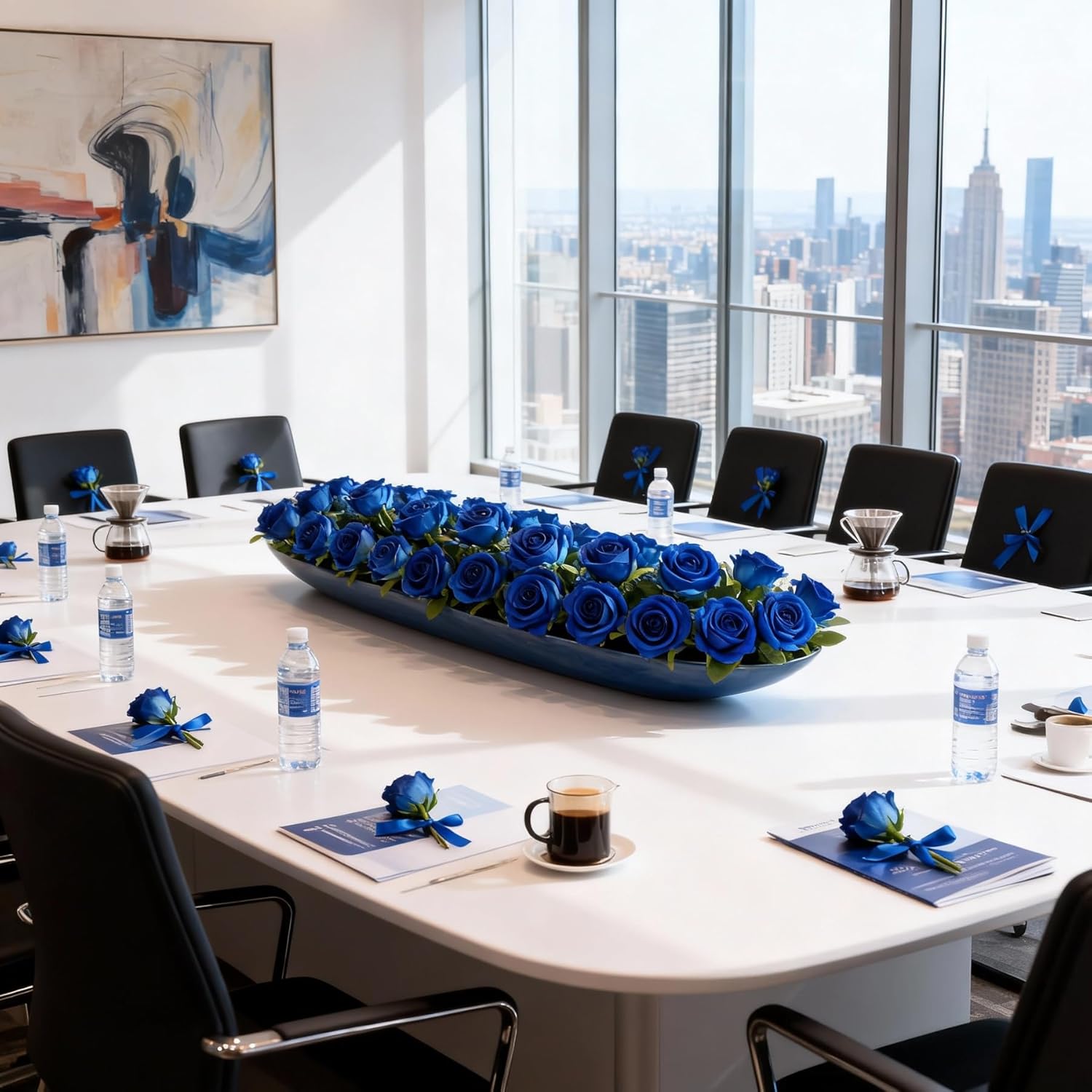 Kenpal Bulk Blue Artificial Roses 60pcs, Realistic Fake Silk Flowers with Stem for Luxury Event Decor, Corporate Centerpieces, Hotel Lobbies & Winter Weddings (60, Blue)