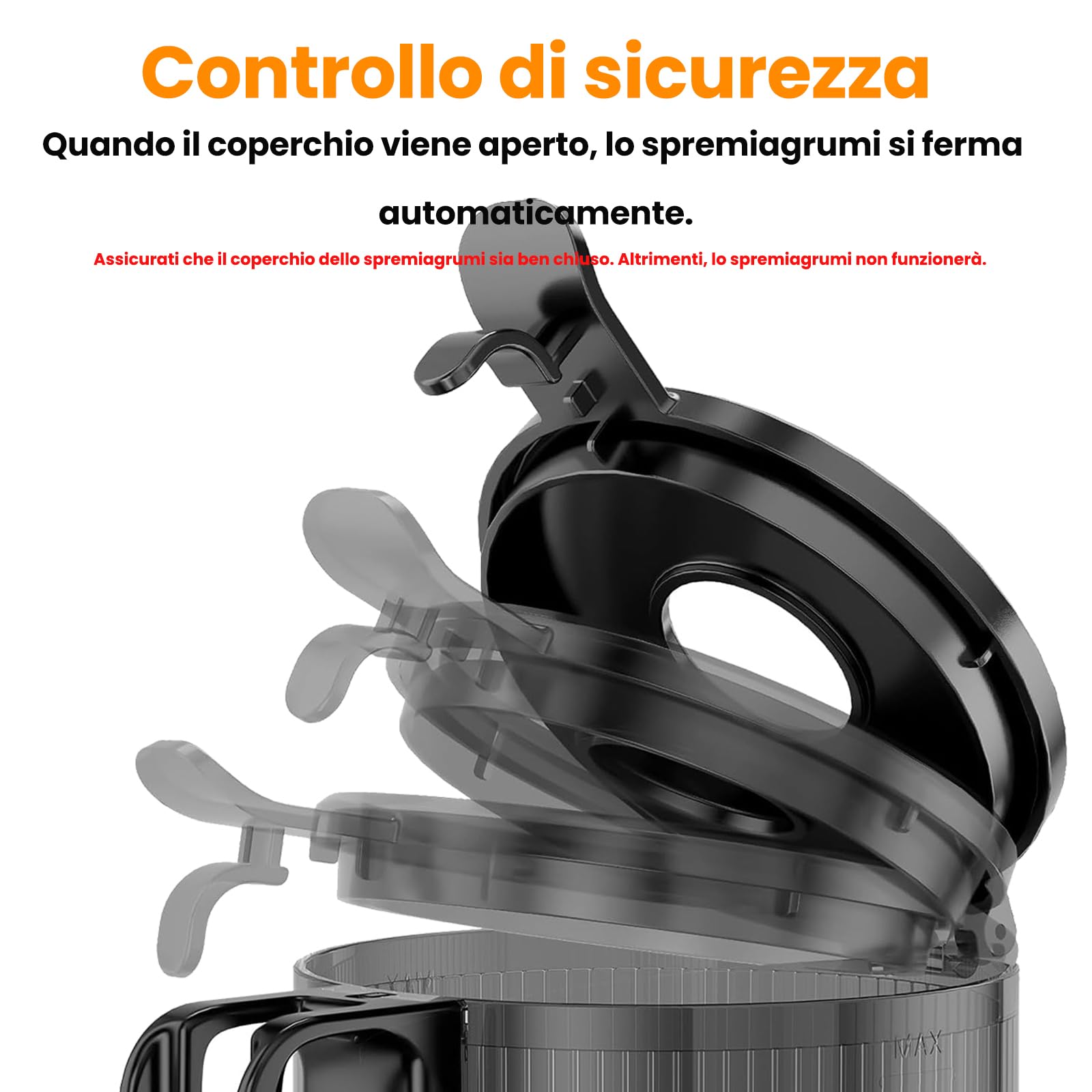 MAISON HUIS Estrattore Frutta e Verdura, Slow Juicer con 13,5cm Extra Grande Contenitore per Frutta e Verdura Intera, Facile da Pulire, Nero
