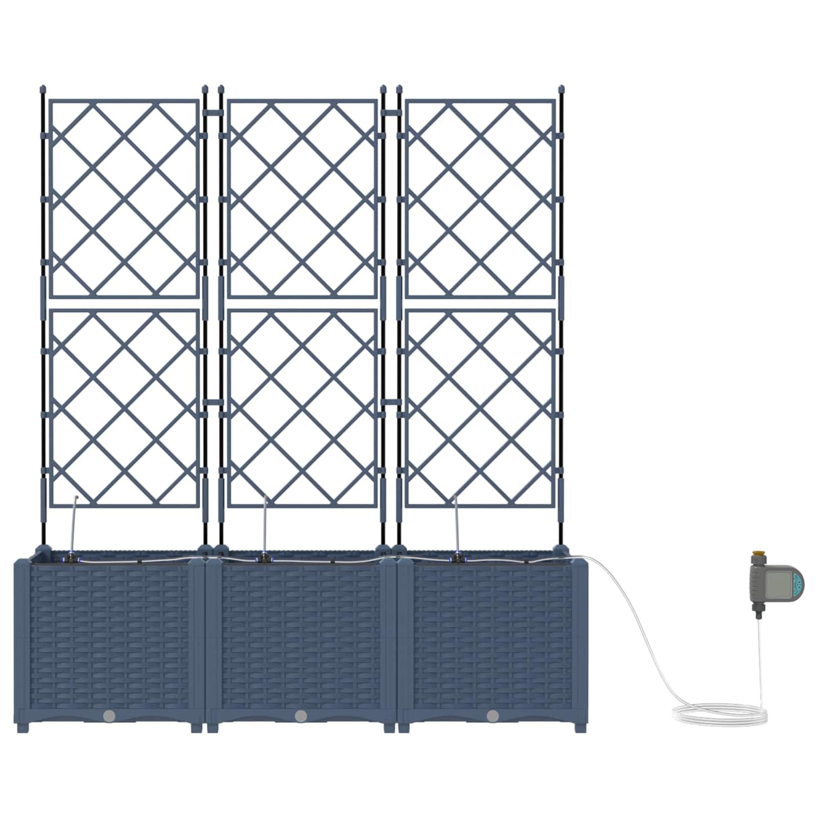 Geecher Vaso da Giardino 3 Pezzi, Sistema di irrigazione Integrato, 120 x 120 x 142 cm, Acciaio, Grigio, fioriera per Esterni per Principianti e Appassionati di Giardinaggio