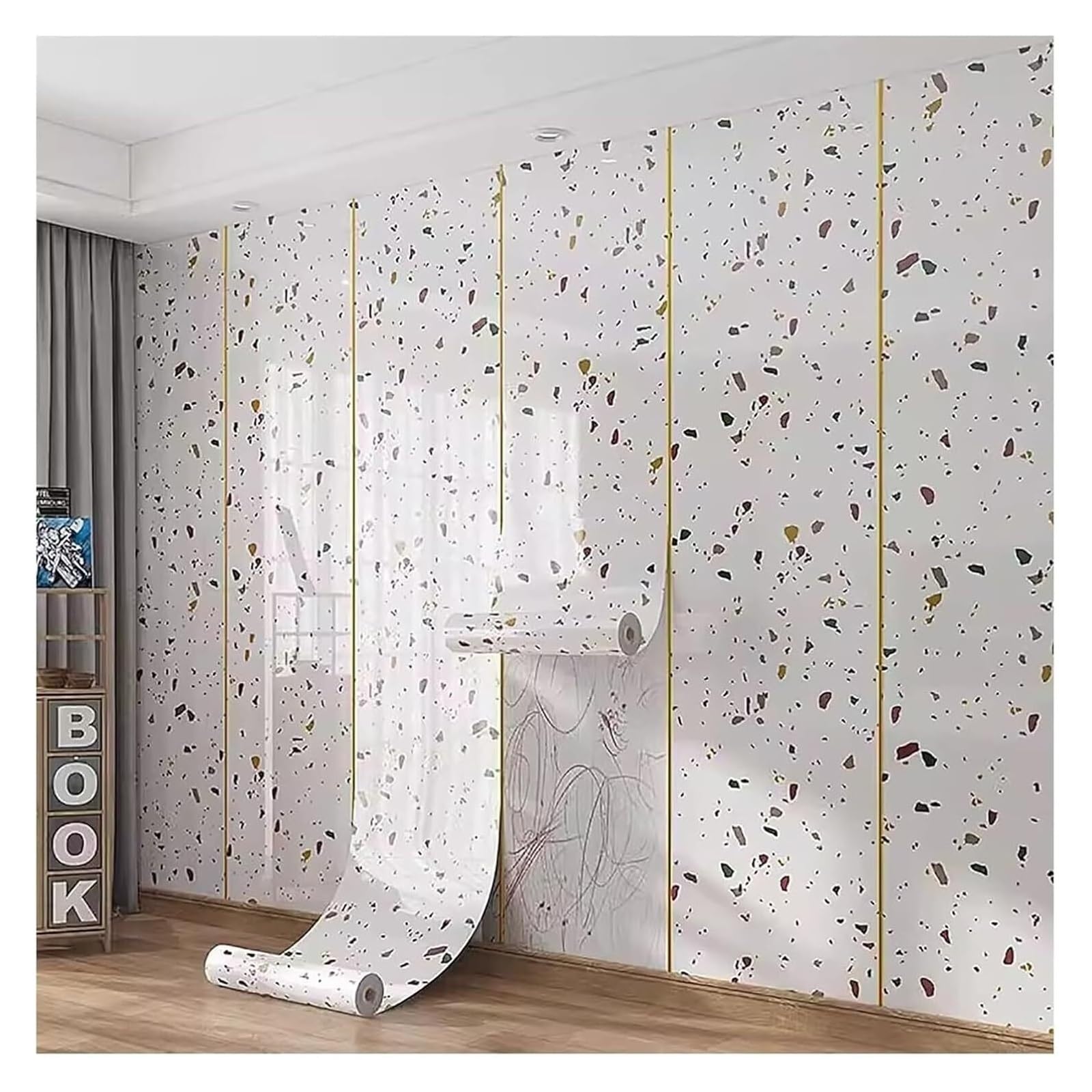 LKLNKVL self-adhesive wallpaper, Self Adhesive Wallpaper,Scratch -resistant,Soundproof&Cuttable Backsplash Sticker(Off White)