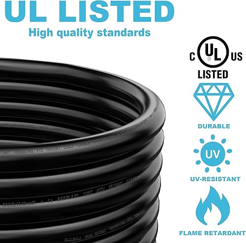 Miniatura 3 de CircleCord Cable de extensión de 50 amperios de 25 pies para caravana o automóvil eléctrico, resistente calibre 63+81, cable STW con organizador de