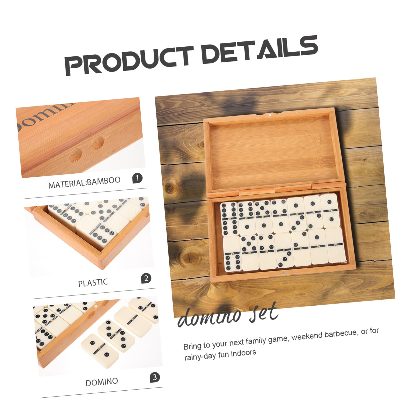 Jeu de Dominos en Bois Ancien pour Adultes et Amis, Boîte de Dominos en Bambou Rangement Coulissant, Jeu Éducatif pour Maison et Soirées en Famille, Coffret Présent Intemporel