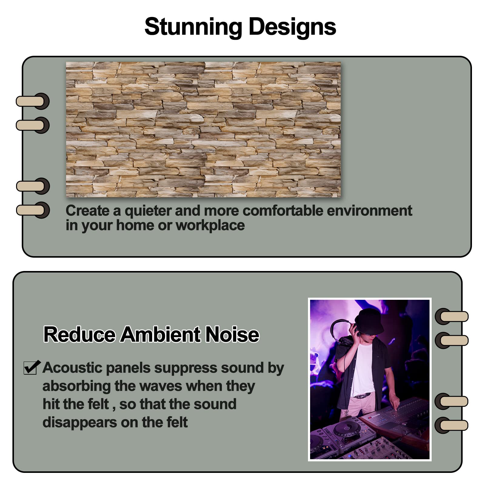 AIONCDER Art Acoustic Panels Sound Absorbing Panels, 24“x16”inch/piece