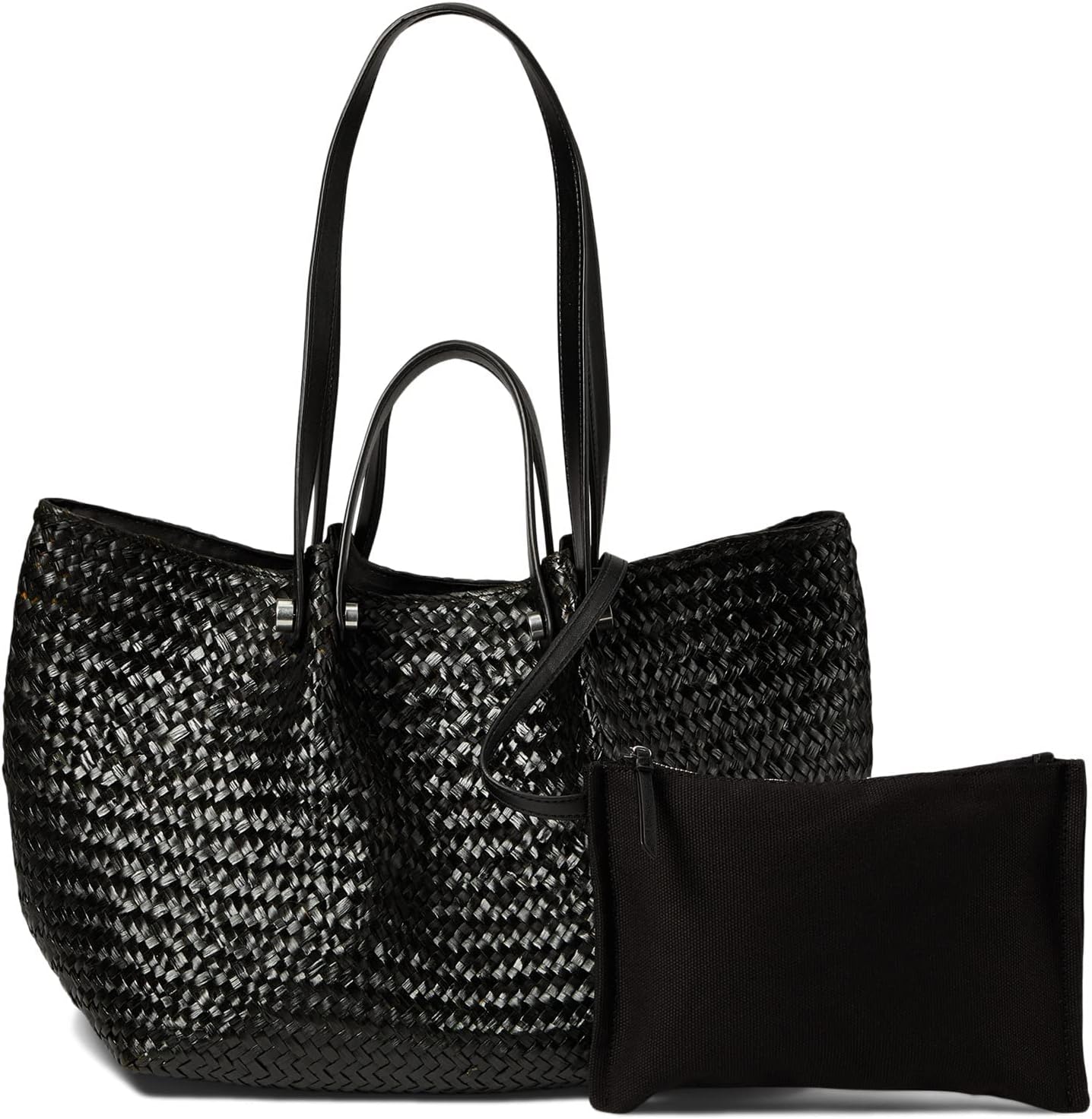 AllSaints Allington Straw Tote, Black, One size