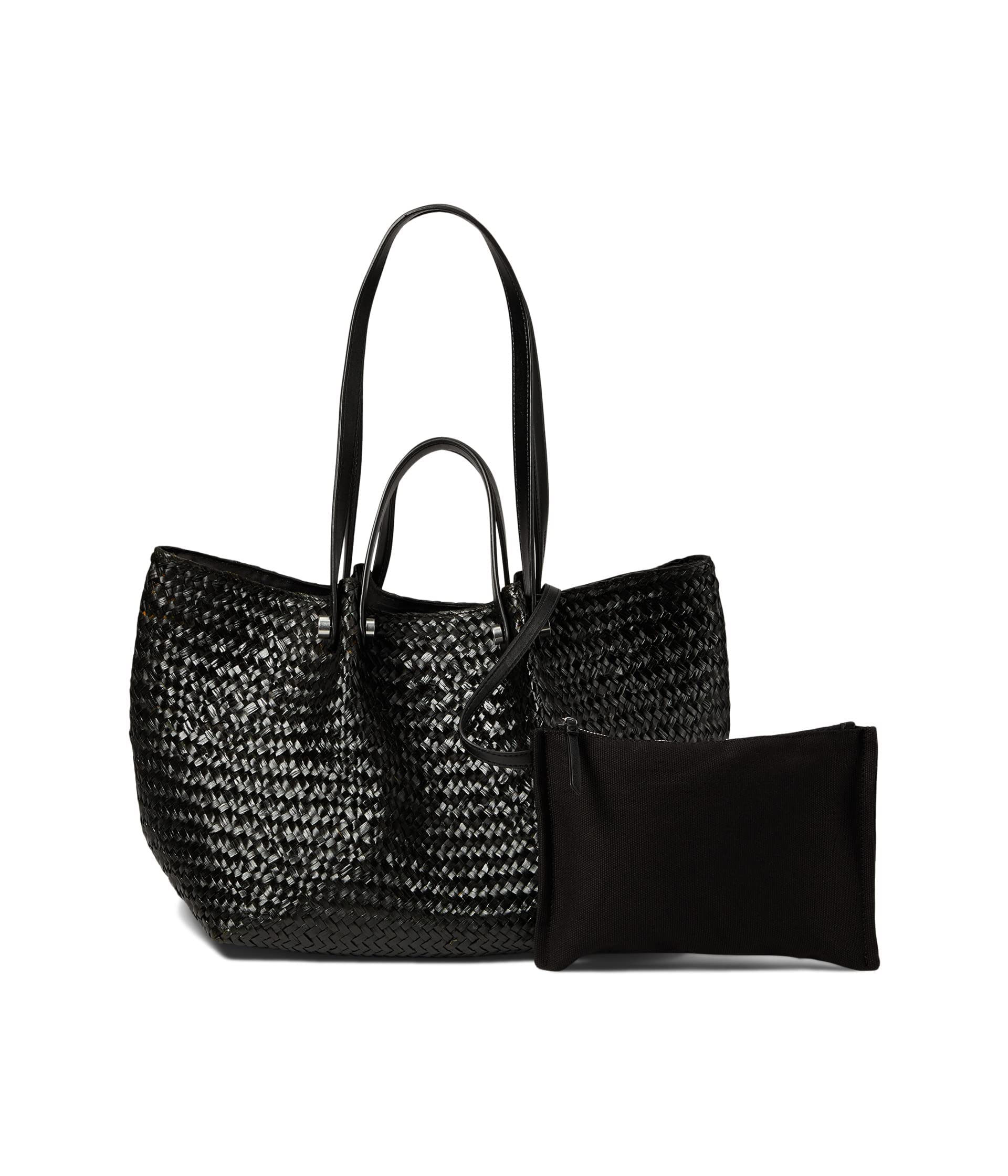 AllSaints Allington Straw Tote, Black, One size