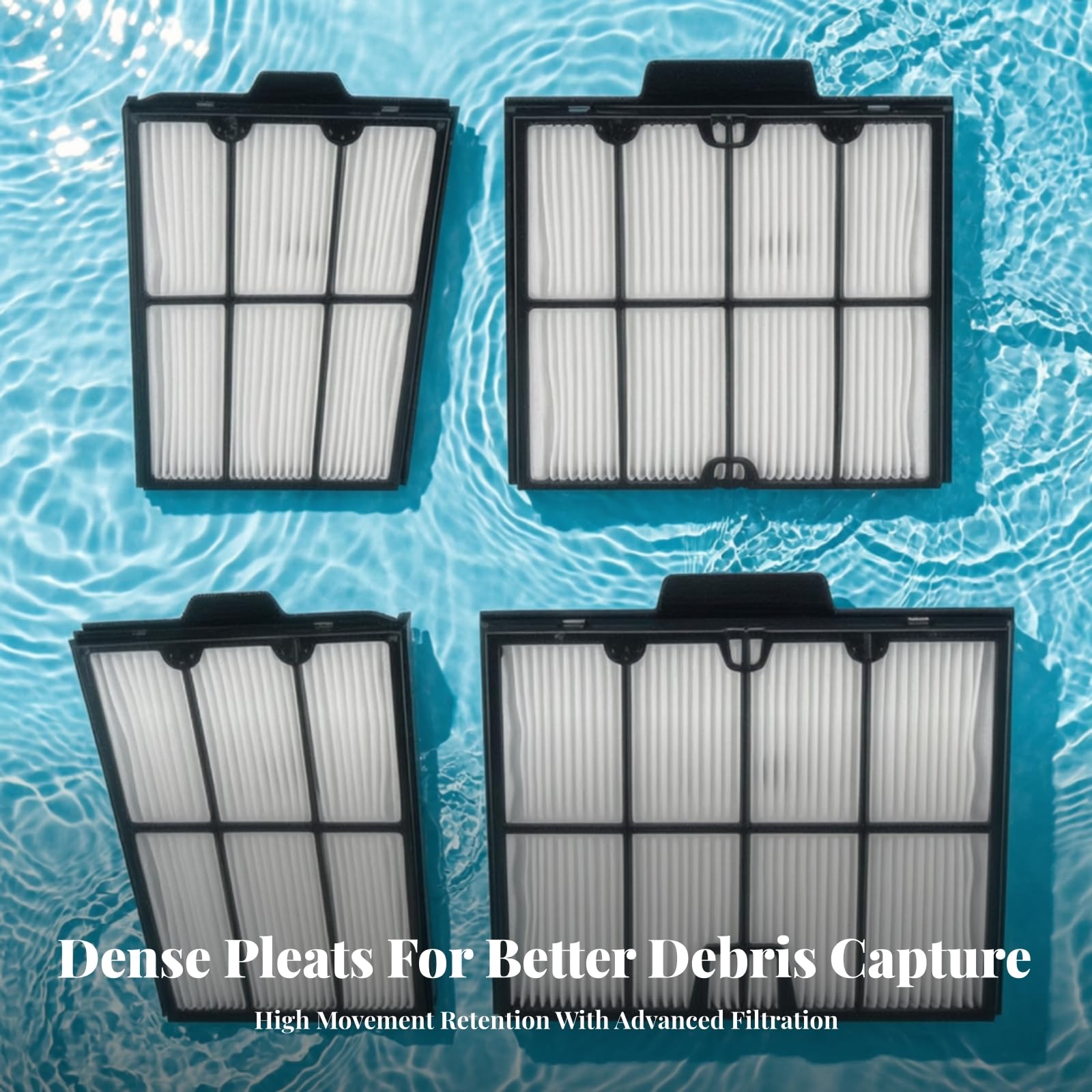 rockible 4 Piezas Panel Filtro Compatible con Limpiafondos Alta Eficiencia Filtro Plisado con Asa Integrada Práctico