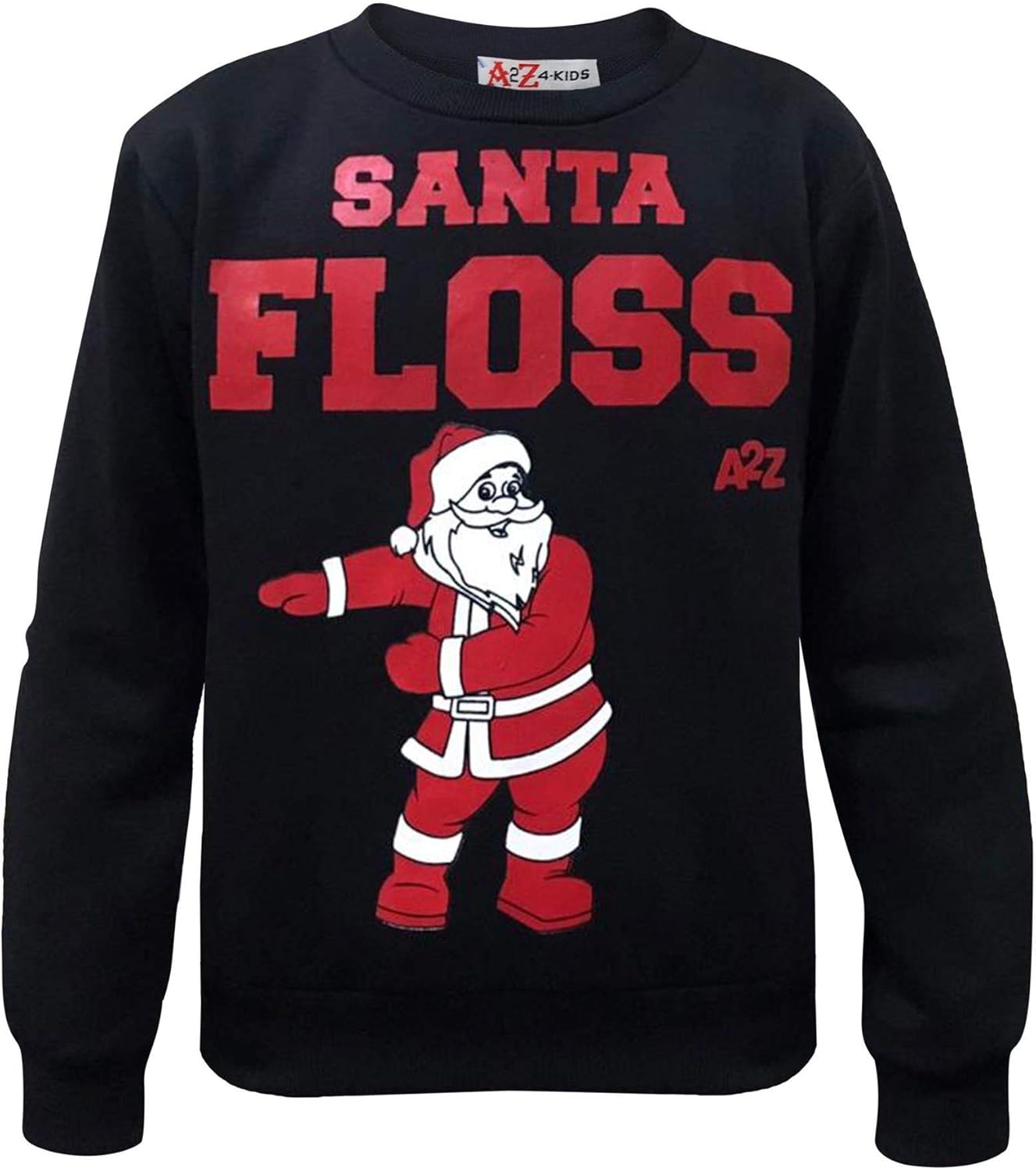 A2Z 4 Kids Girl Boys Christmas Black Jumper Sweatshirt Santa Floss Print Gifts For Children : Clothing, Shoes & Jewelry