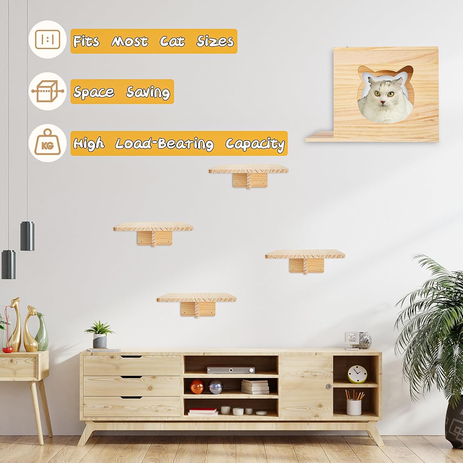 review Cat Wall Shelves - Set of 6 Cat Wall Furniture, Cat Shelves and Perches for Wall, Indoor Cat Wall Furniture with 1 Condos House, 1 Cat Corner Rack & 4 Cat Wall Racks