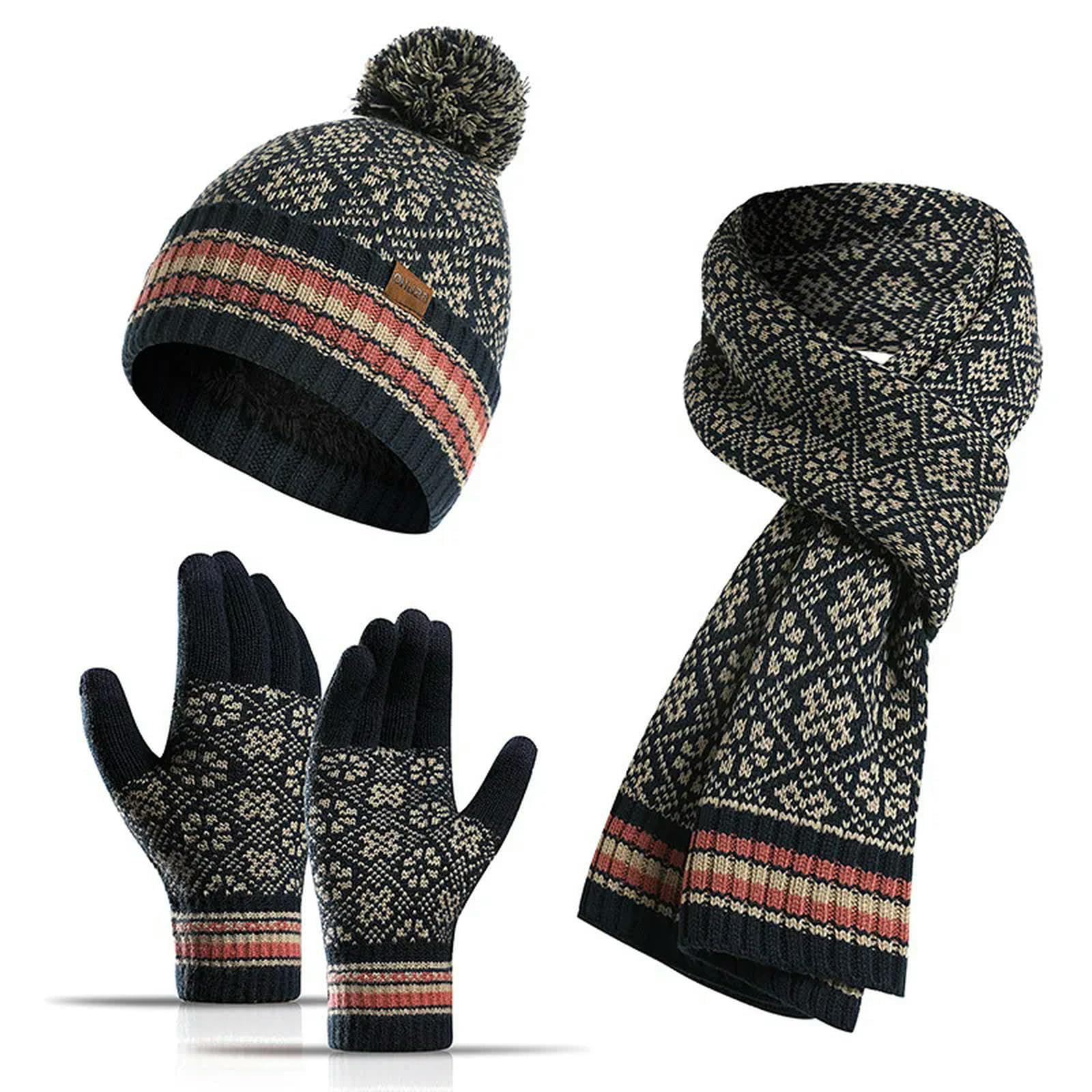 Conjunto Bufanda Gorro Guantes Mujeres Winter Warm Set Knit Geanie Sombrá Y Guantes De Moda.