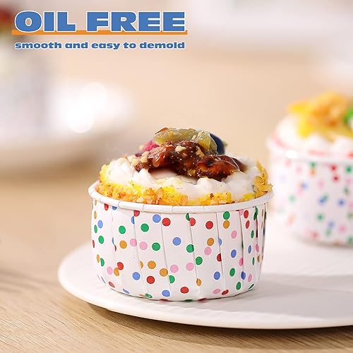 Miniatura 2 de Cabilock 100 tazas de papel para helado, cuencos de postre desechables con puntos, para tartas de papel, para hornear, suministros para fiestas