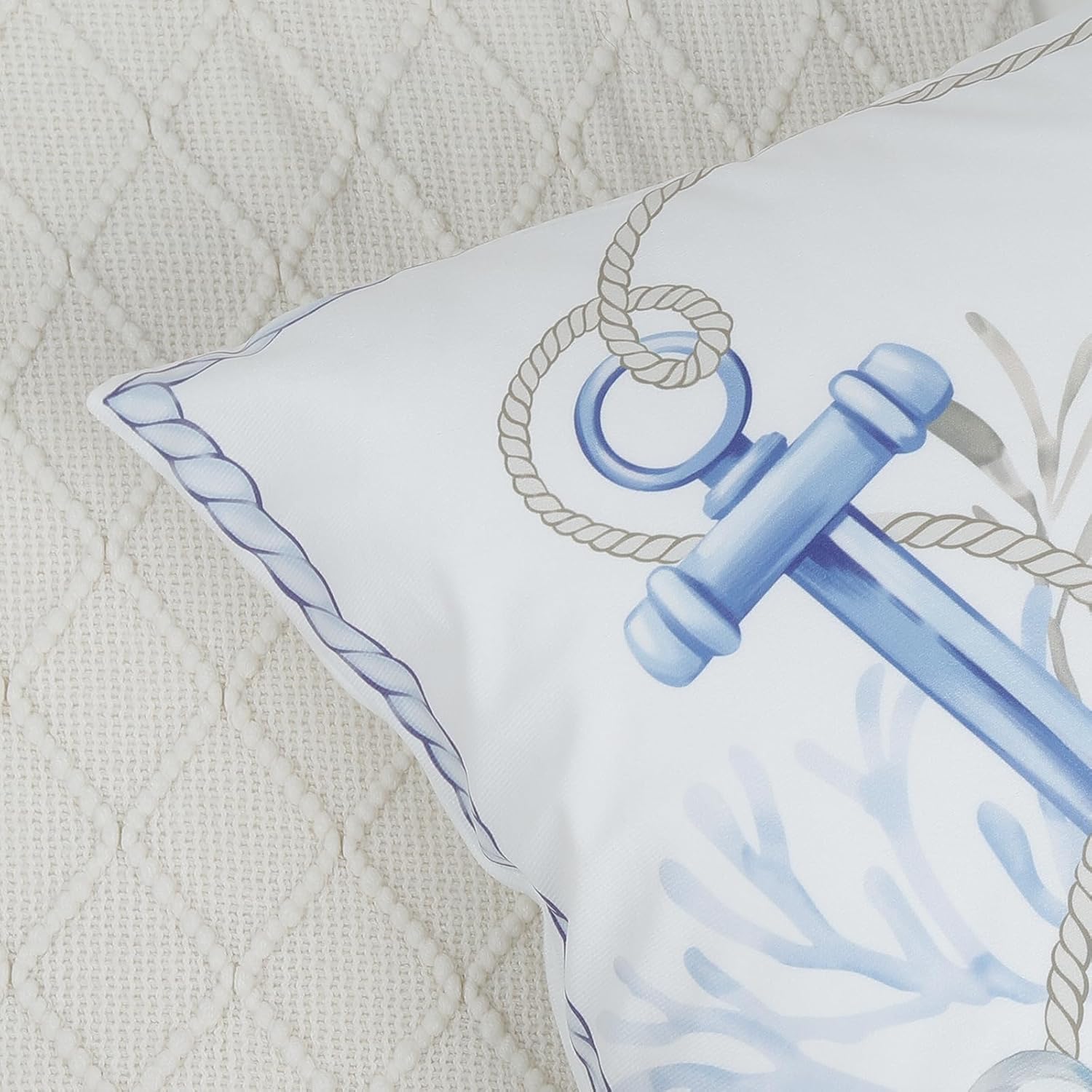 Bonhause Nautical Ocean Throw Pillow Covers 18 x 18 Inch Set of 4 Sailboat Anchor Rudder Farmhouse Decorative Pillows Soft Velvet Cushion Cases for Couch Sofa Bed Home Decor - Image 4