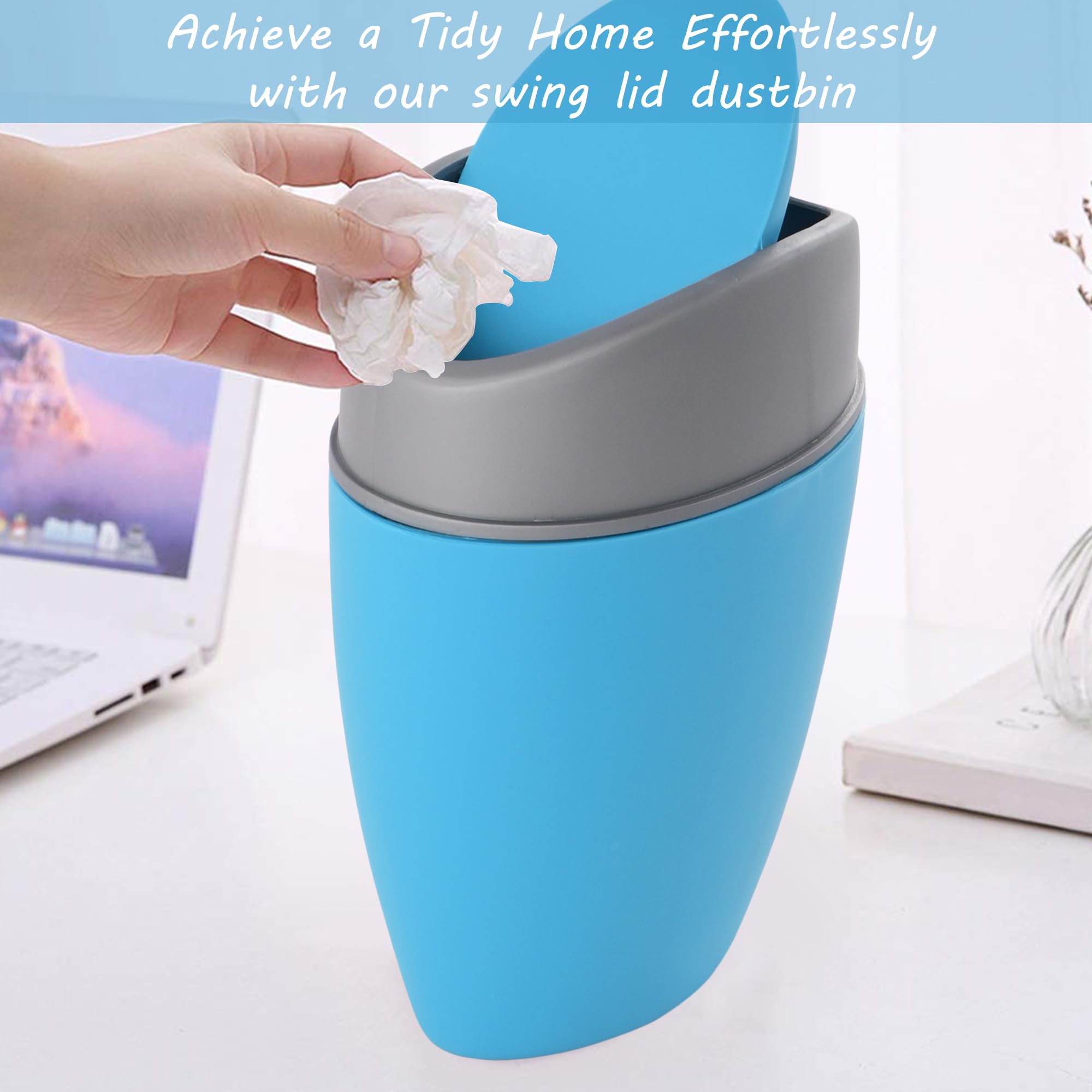Mini Dustbin - 2.5L Swing Lid Trash Can -4
