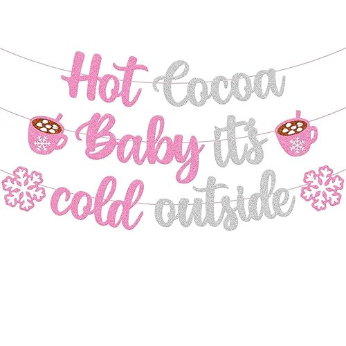 Hot Cocoa Baby It’s Cold Outside Banner Winter Snowflake Baby